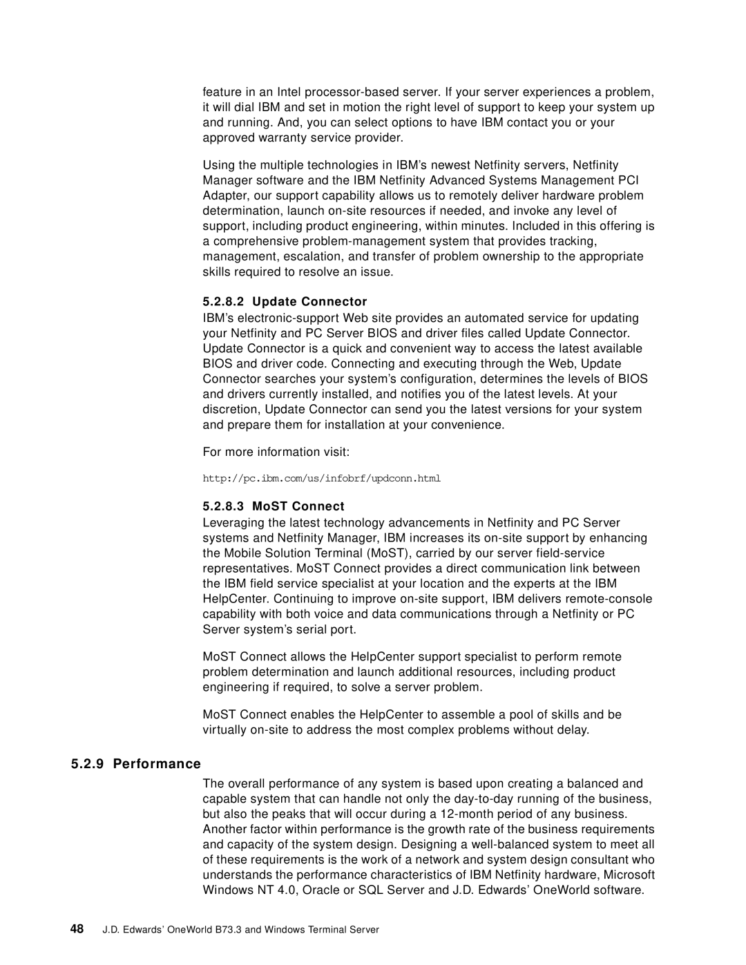 IBM B73.3 manual Performance, Update Connector, MoST Connect 