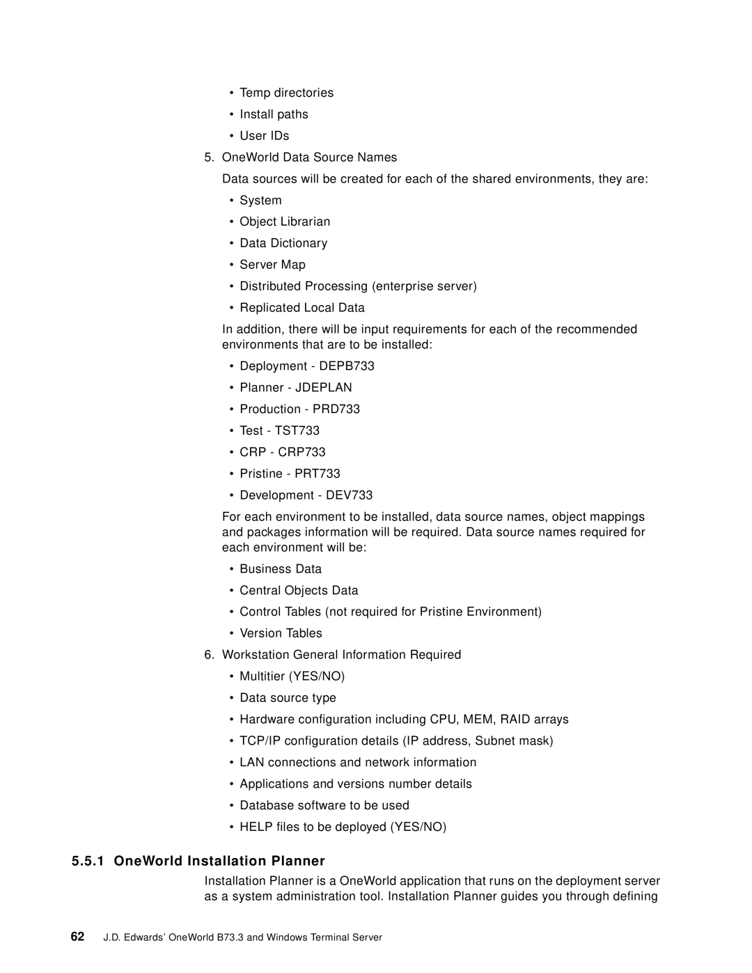 IBM B73.3 manual OneWorld Installation Planner 