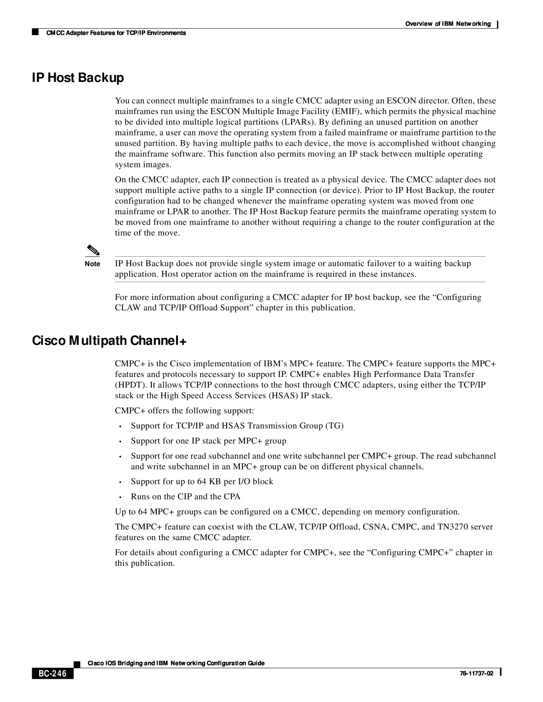 IBM BC-201 manual IP Host Backup, Cisco Multipath Channel+, BC-246 