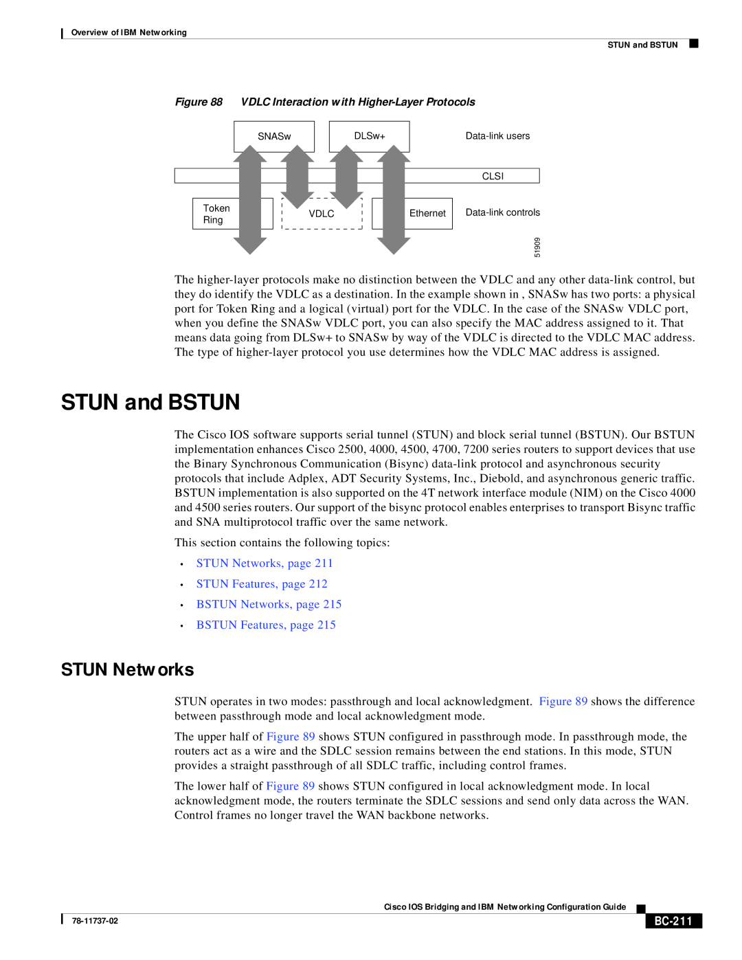 IBM BC-201 manual Stun and Bstun, Stun Networks, BC-211 