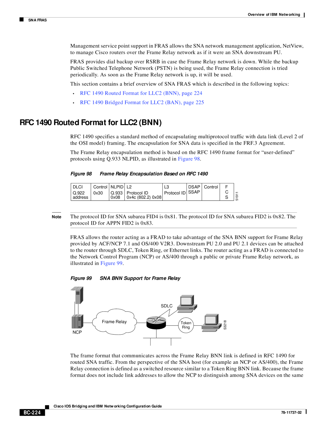 IBM BC-201 manual RFC 1490 Routed Format for LLC2 BNN, BC-224 