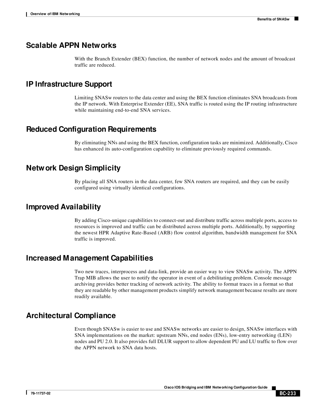 IBM BC-201 Scalable Appn Networks, IP Infrastructure Support, Reduced Configuration Requirements, Improved Availability 