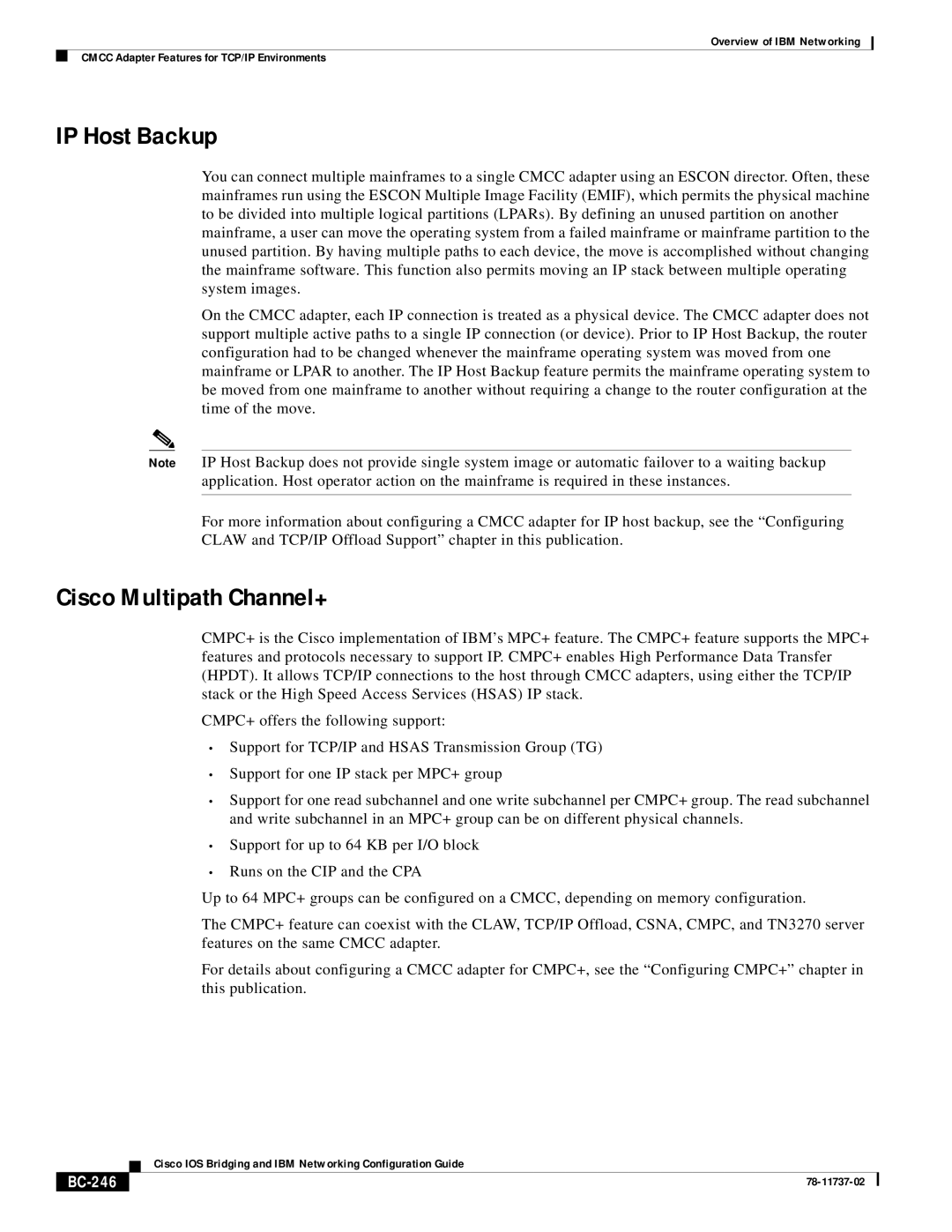 IBM BC-201 manual IP Host Backup, Cisco Multipath Channel+, BC-246 