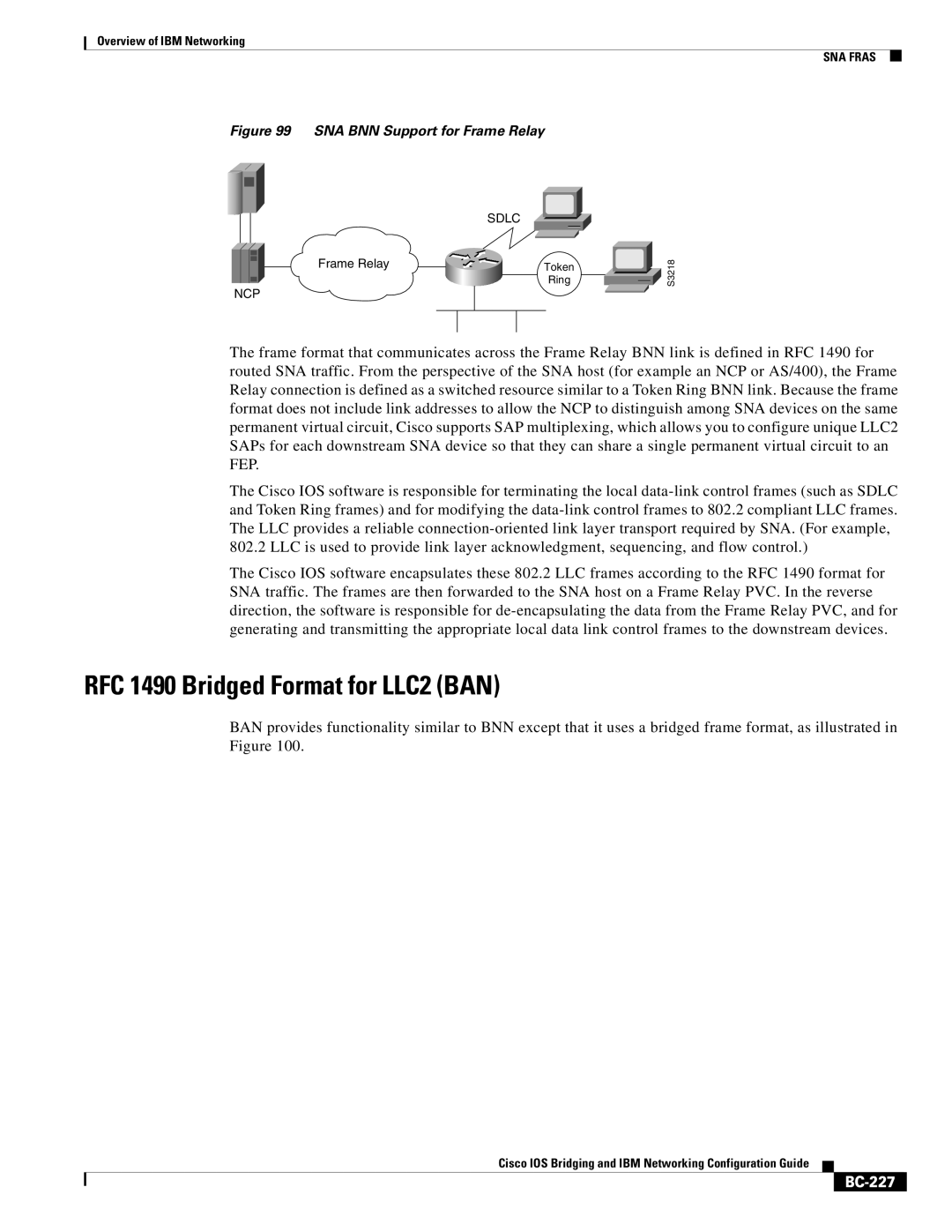 IBM BC-203 manual RFC 1490 Bridged Format for LLC2 BAN, BC-227 