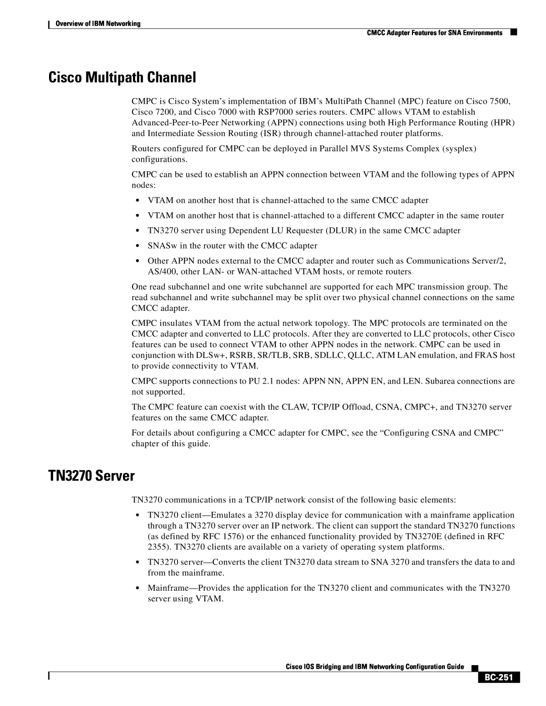 IBM BC-203 manual Cisco Multipath Channel, TN3270 Server, BC-251 