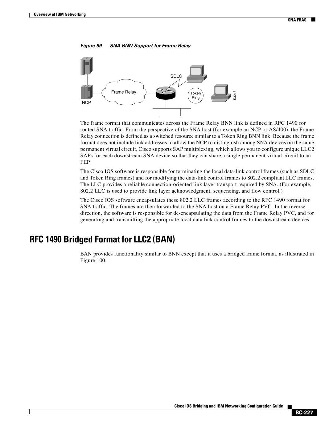 IBM BC-203 manual RFC 1490 Bridged Format for LLC2 BAN, BC-227 