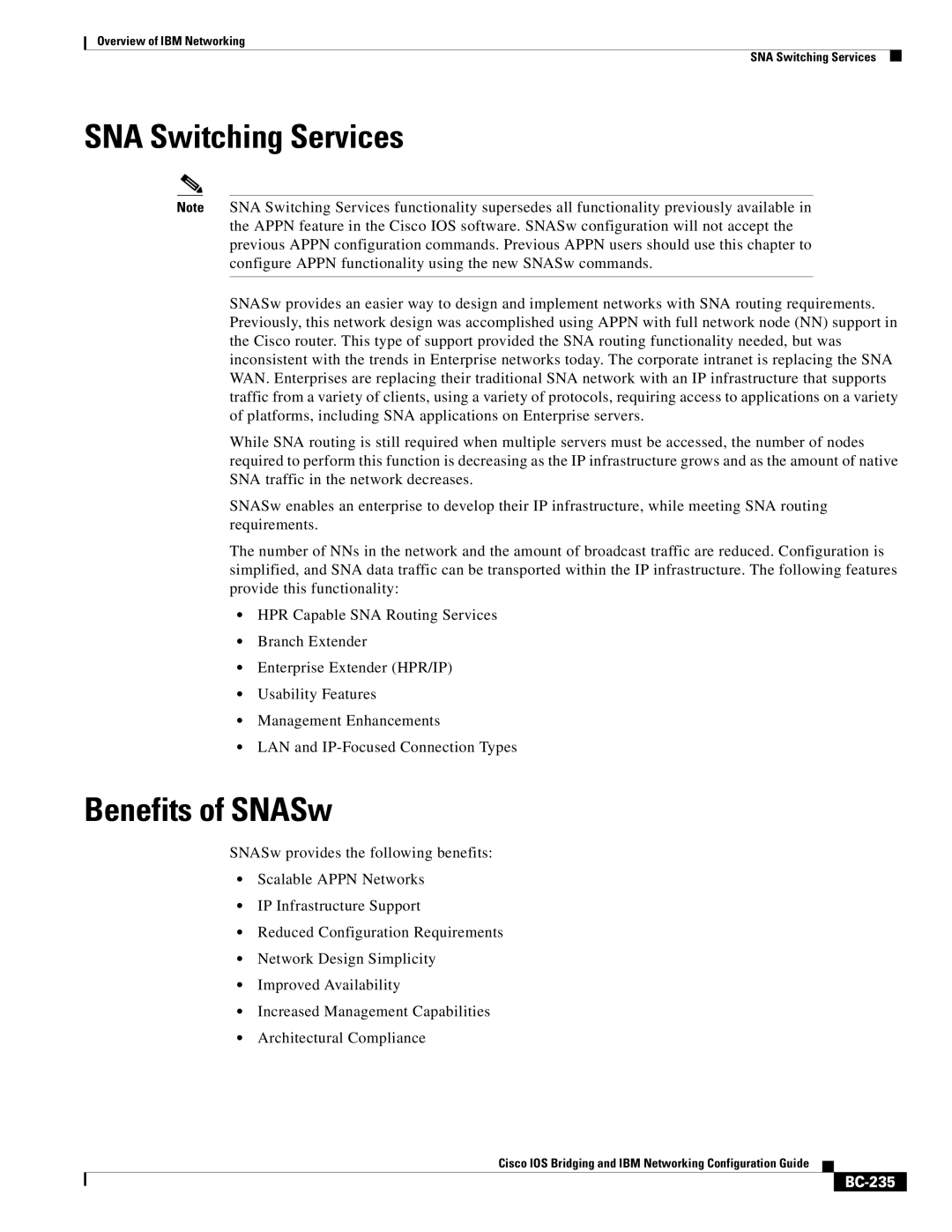 IBM BC-203 manual SNA Switching Services, Benefits of SNASw, BC-235 