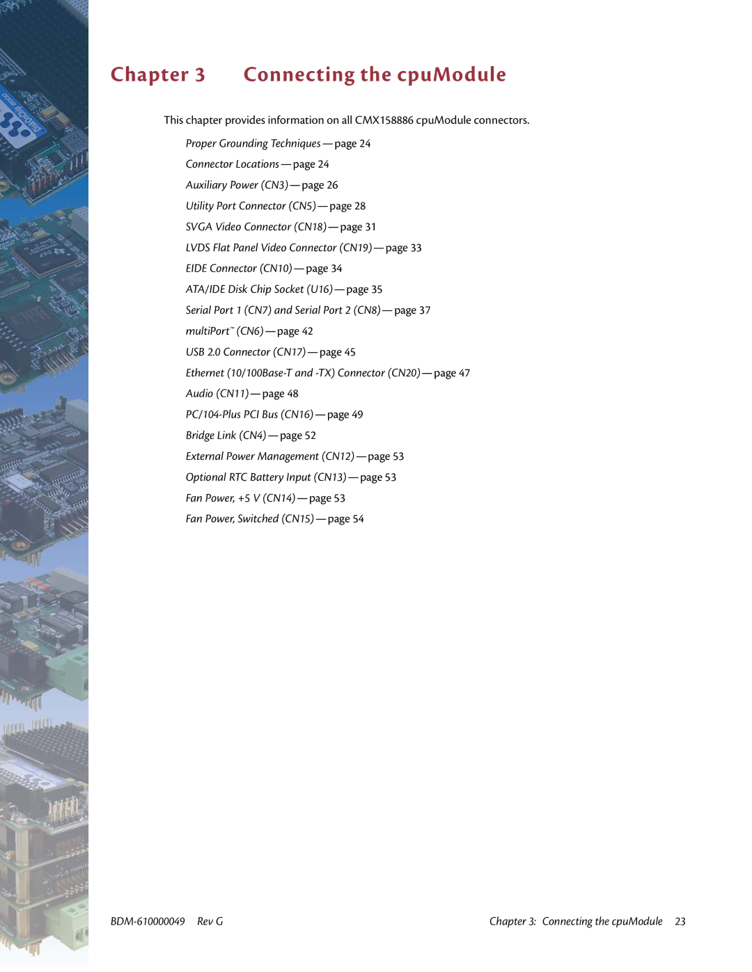 IBM BDM-610000049 user manual Connecting the cpuModule 