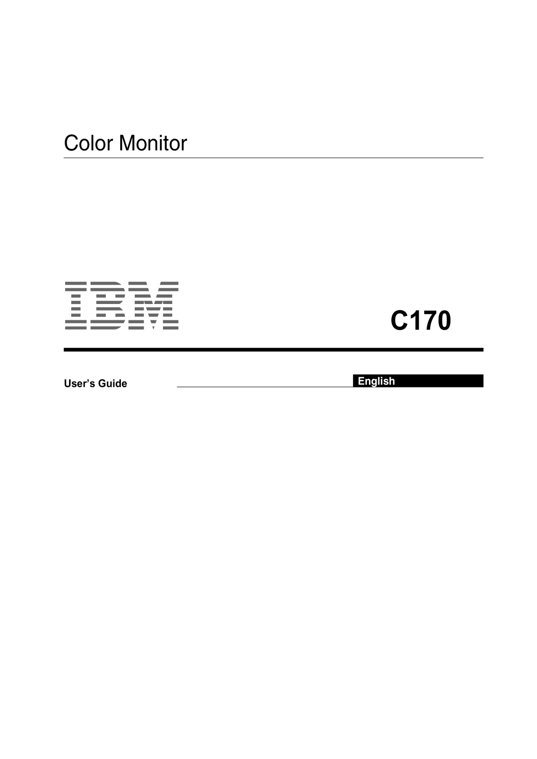 IBM C170 manual Color Monitor, User’s Guide, English 