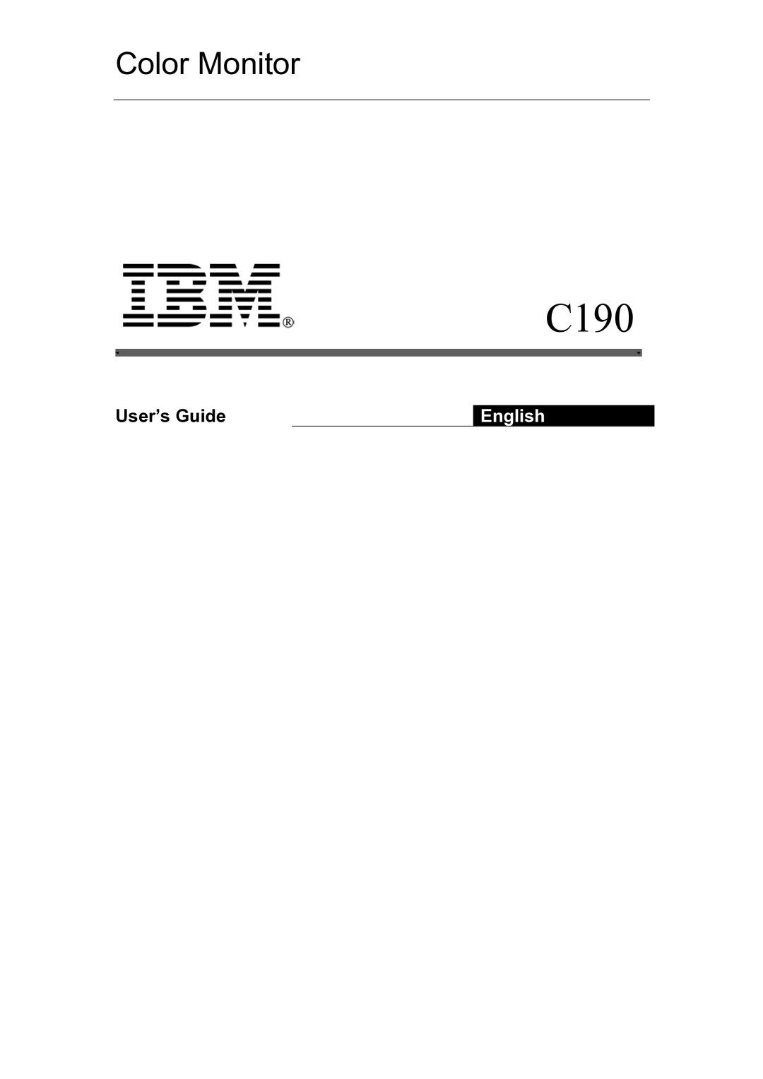 IBM C190 manual 