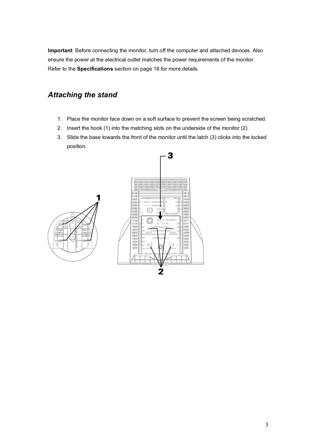 IBM C190 manual Attaching the stand 