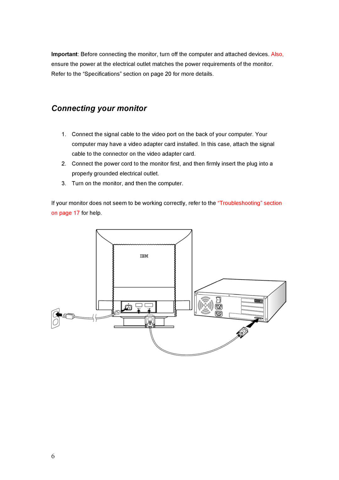 IBM C220p manual Connecting your monitor 