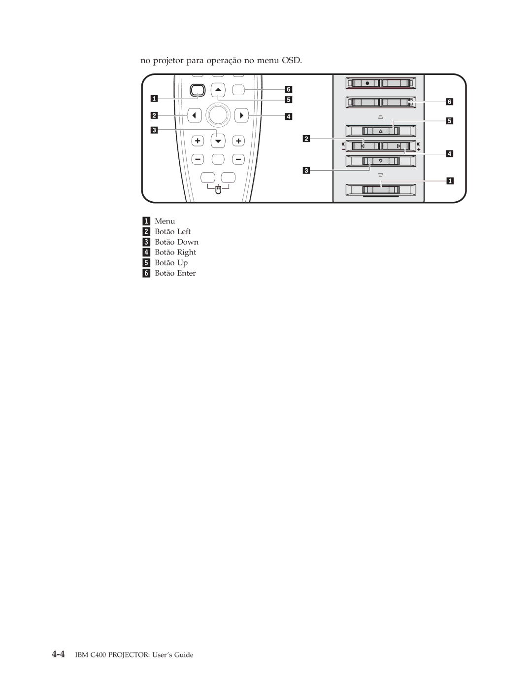 IBM C400 manual No projetor para operação no menu OSD 