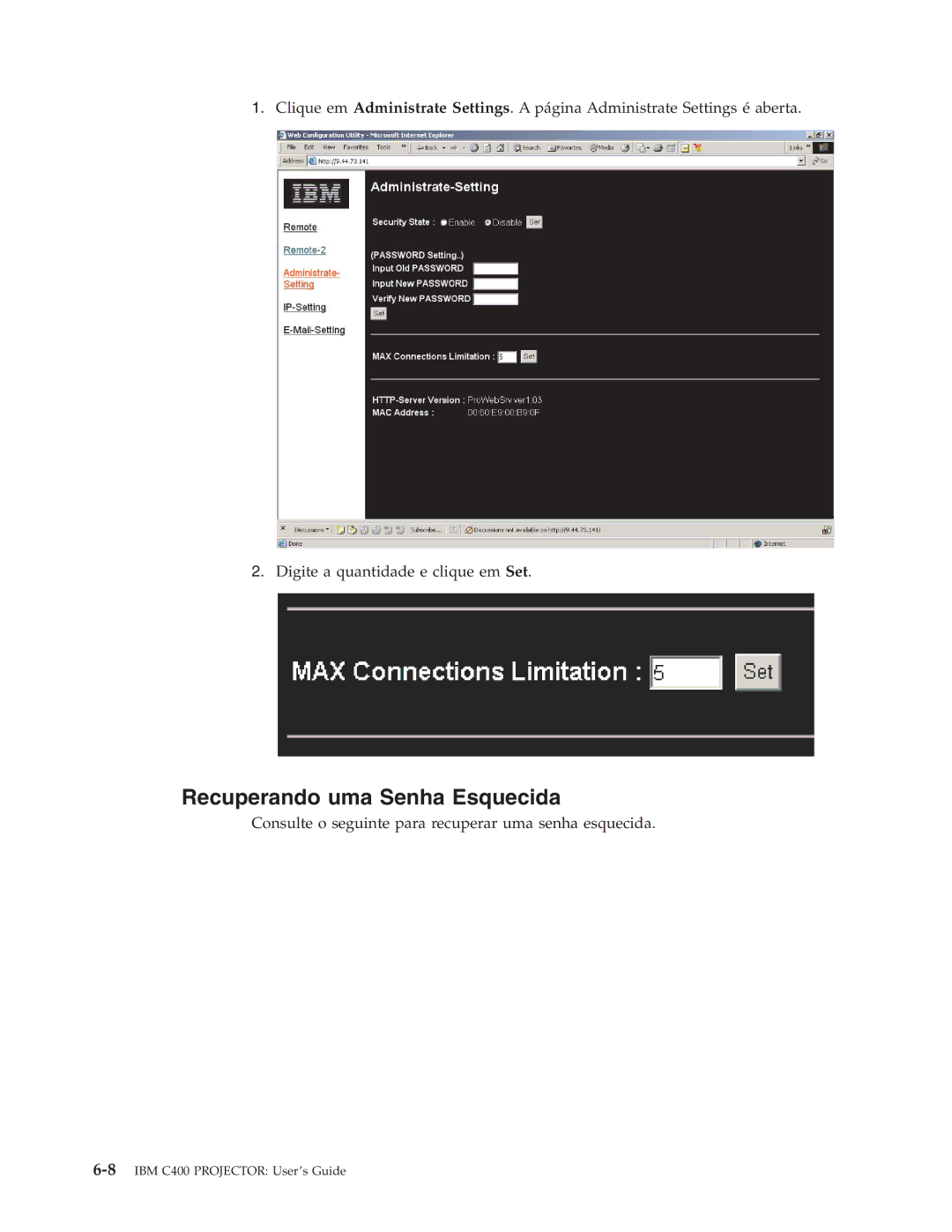 IBM C400 manual Recuperando uma Senha Esquecida 