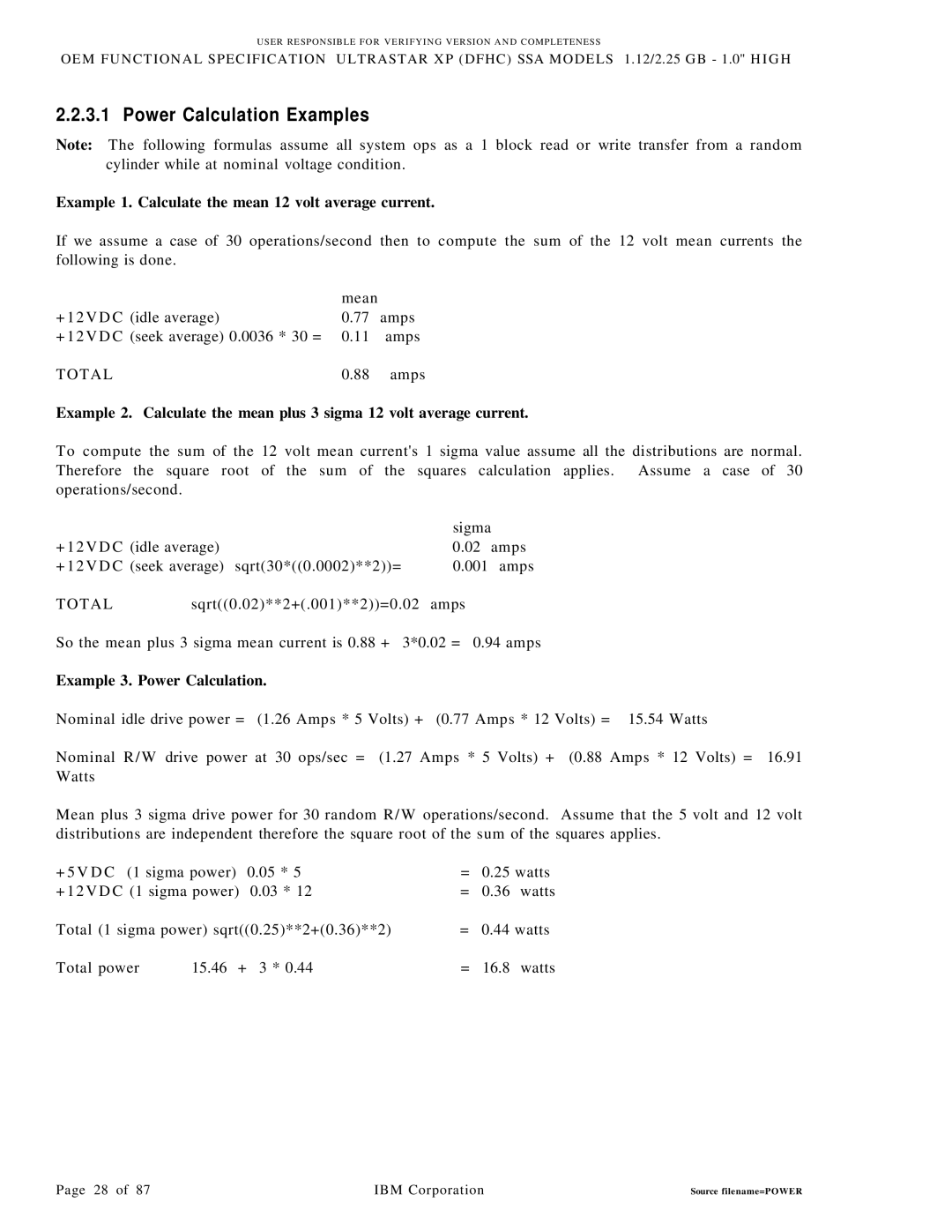 IBM C4B 4.51 Brick On Sled carrier 128-pin HPC, SSA, C4C 4.51 3.5-inch Small FF 38-pin Unitized Power Calculation Examples 
