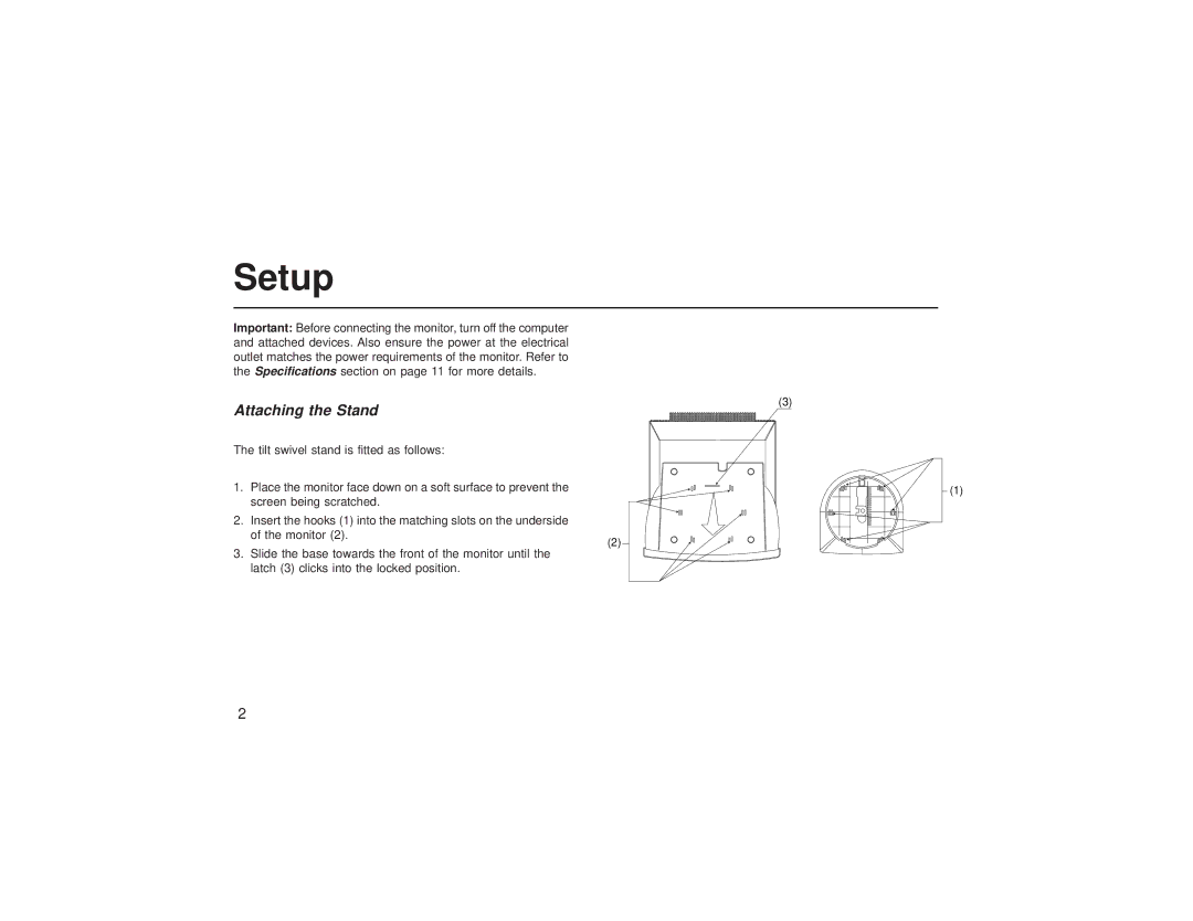 IBM C50 manual Setup, Attaching the Stand 