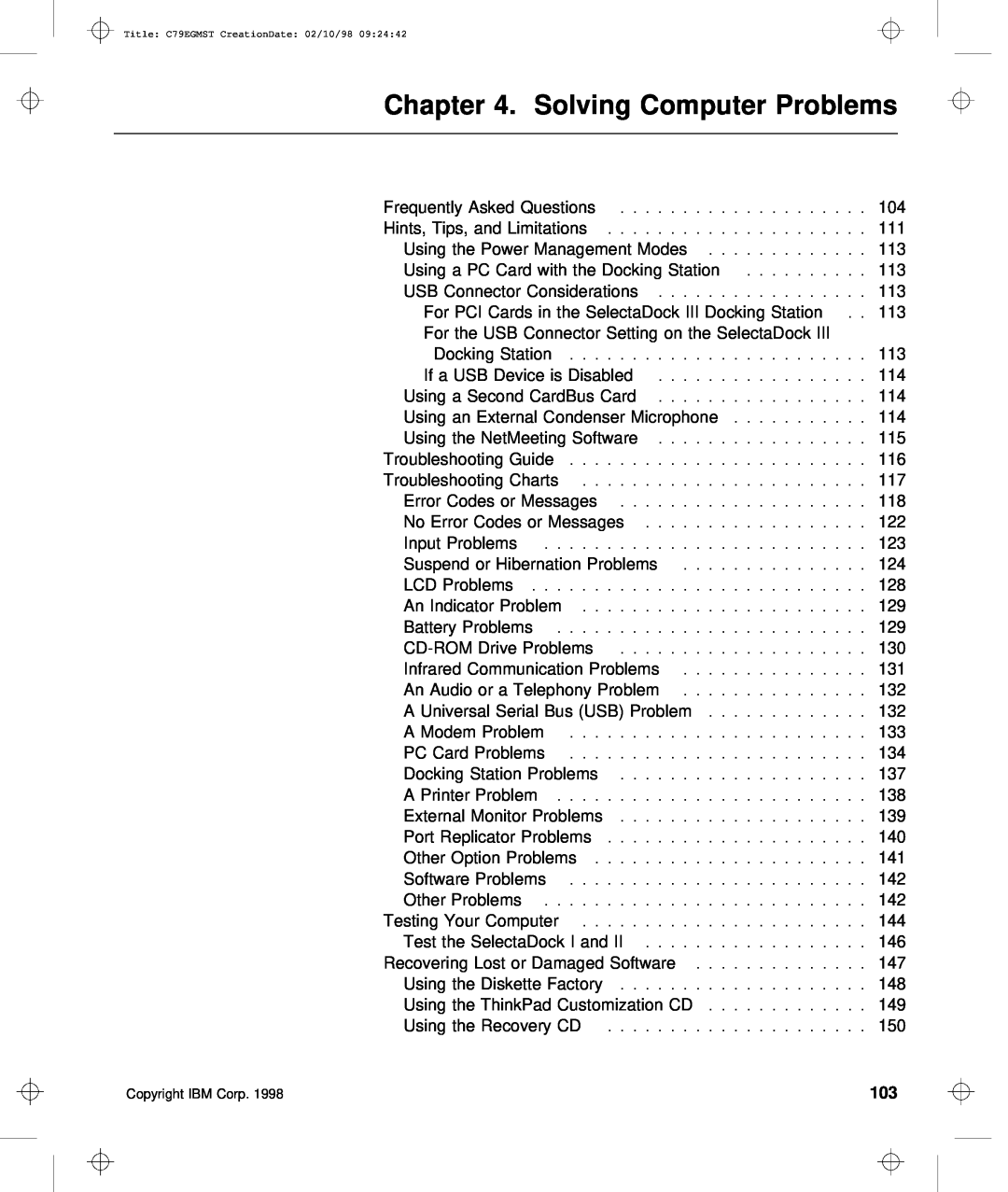 IBM C79EGMST manual Solving Computer Problems 