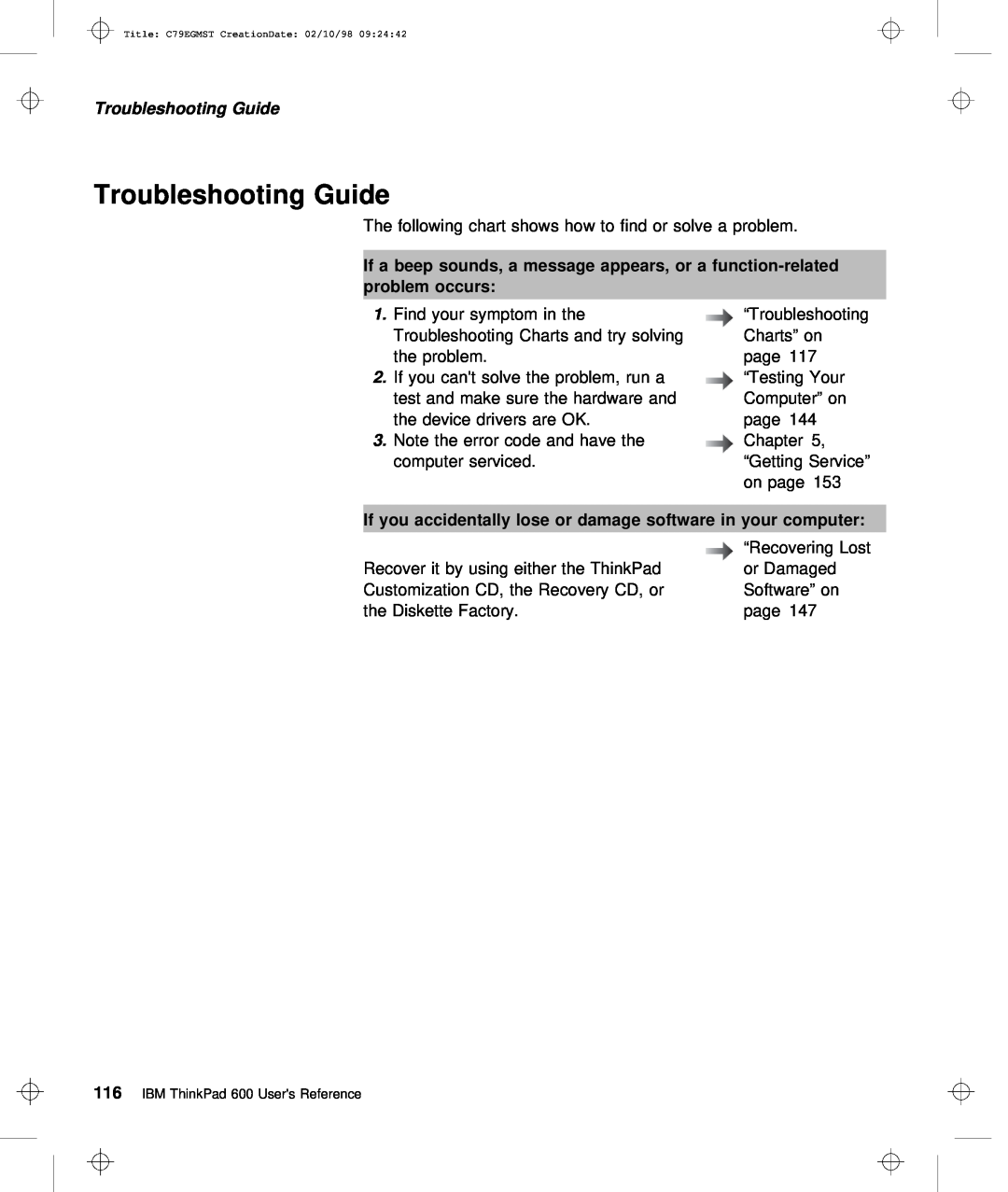 IBM C79EGMST manual Troubleshooting Guide, If a, sounds, a, or a, function-related, occurs, If you 