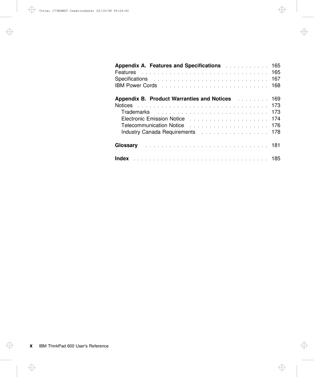 IBM C79EGMST manual Index 