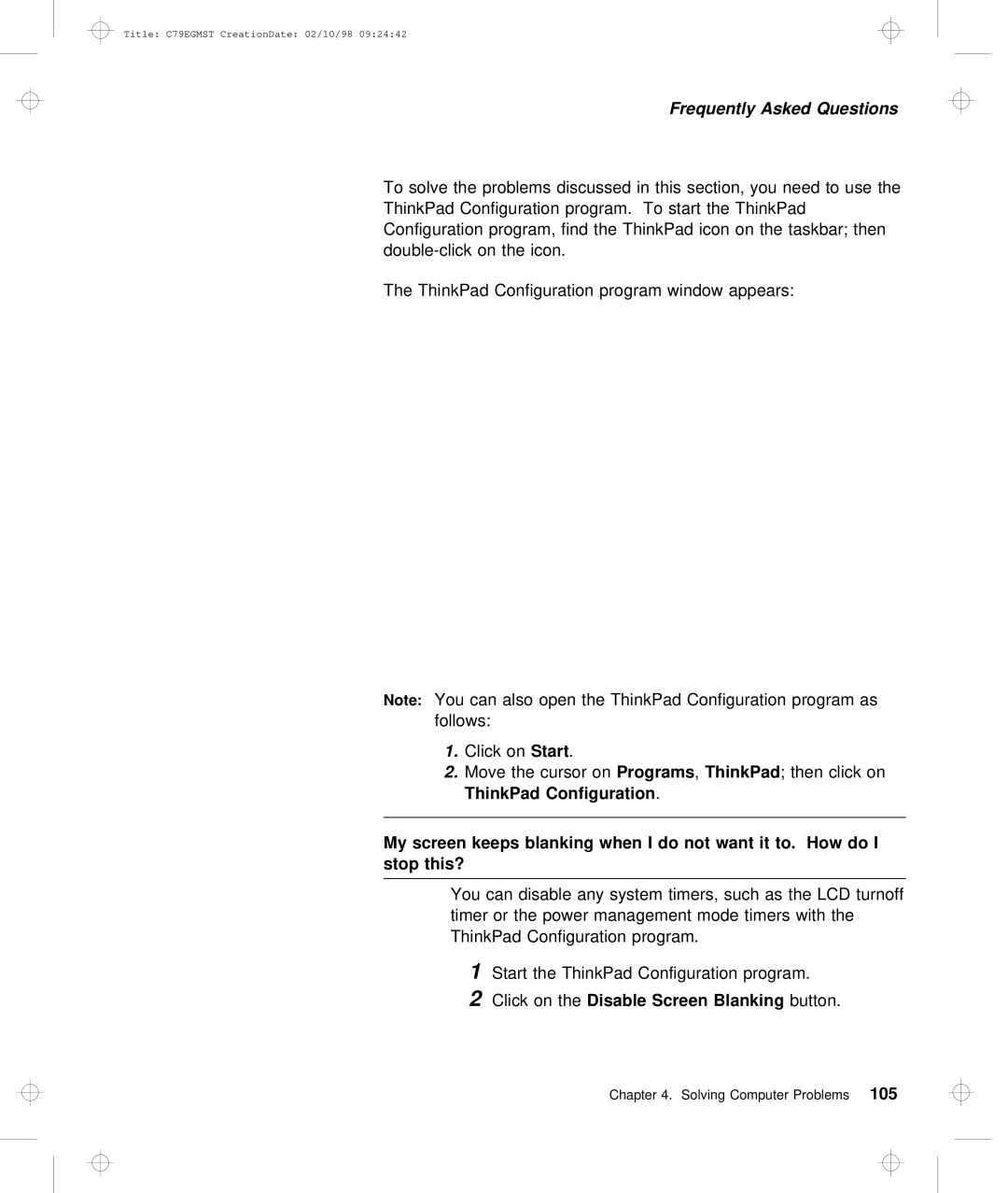 IBM C79EGMST manual This?, Click on theDisable Screen Blanking 