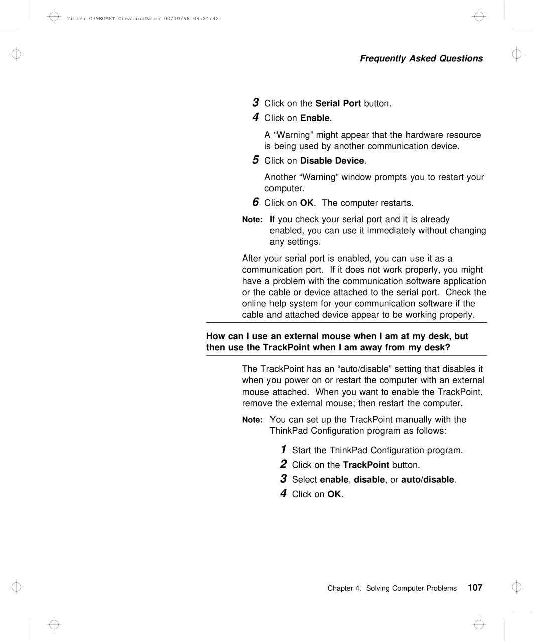 IBM C79EGMST manual Device, Disable Orauto/disable 