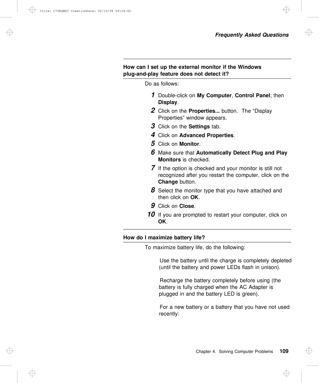 IBM C79EGMST manual How can I set, It?, Display, Play, Change button, How do I maximize battery life? 