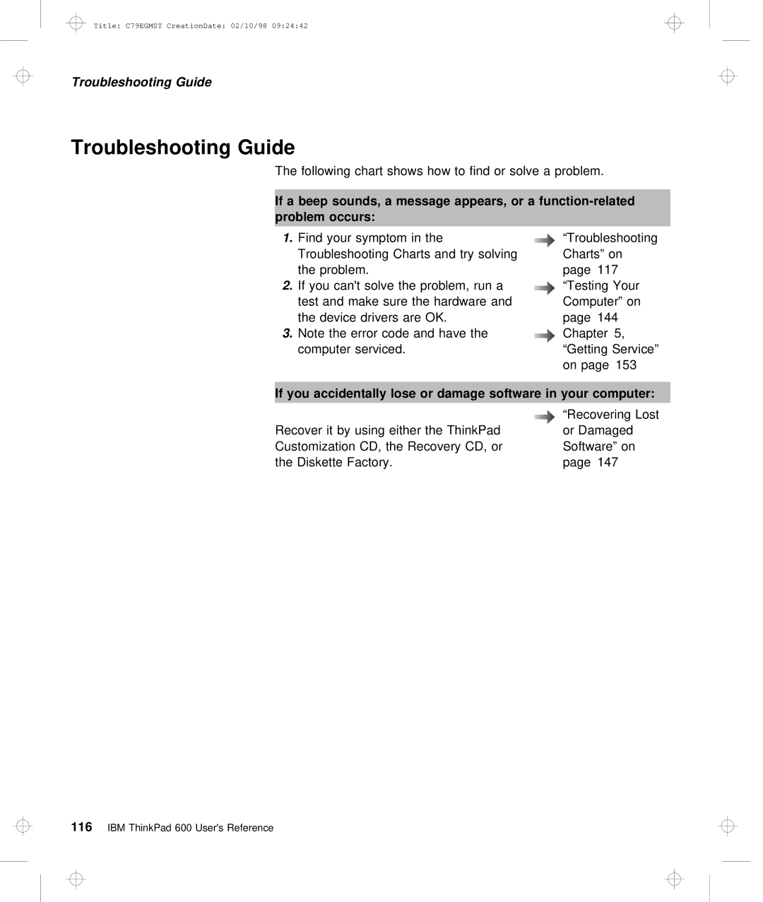 IBM C79EGMST manual Troubleshooting Guide 