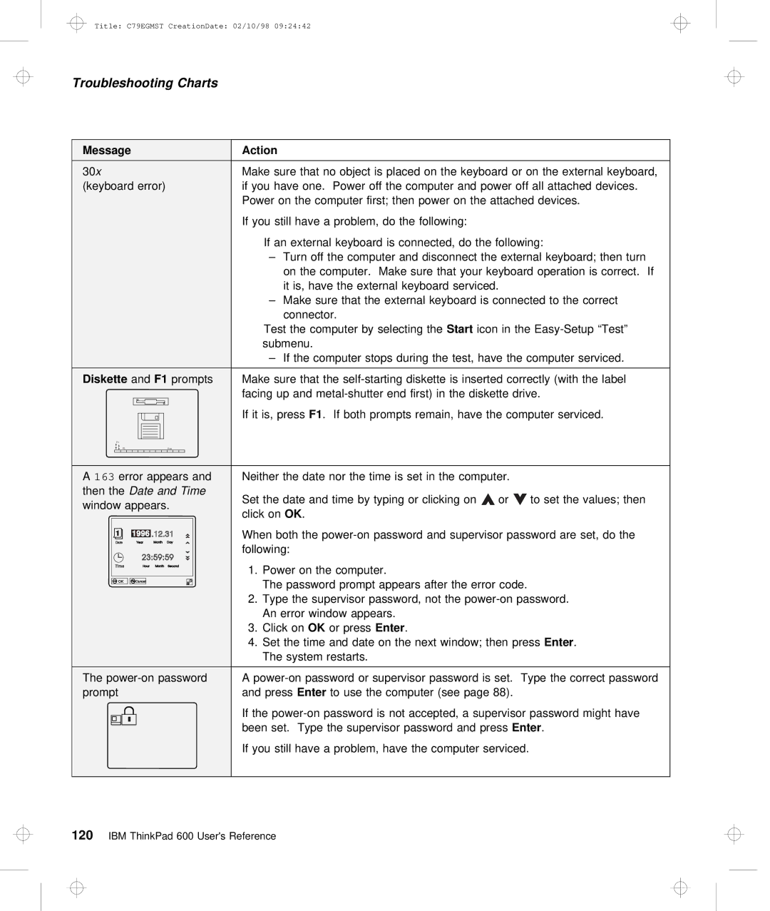 IBM C79EGMST manual Diskette, Time 