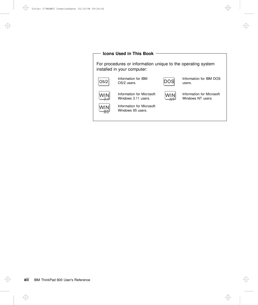 IBM C79EGMST manual For procedures or information unique to the operating system 