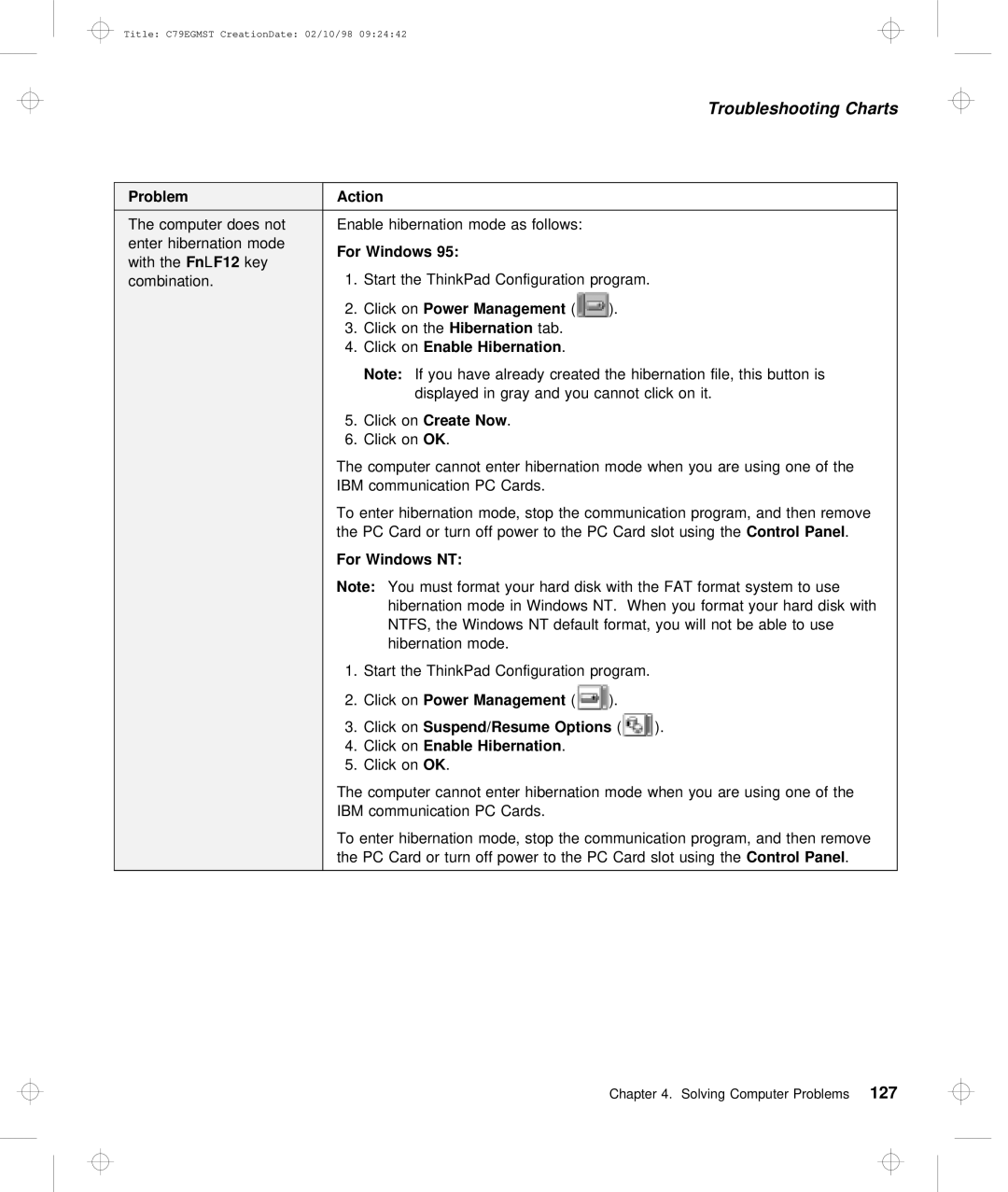 IBM C79EGMST manual Now 