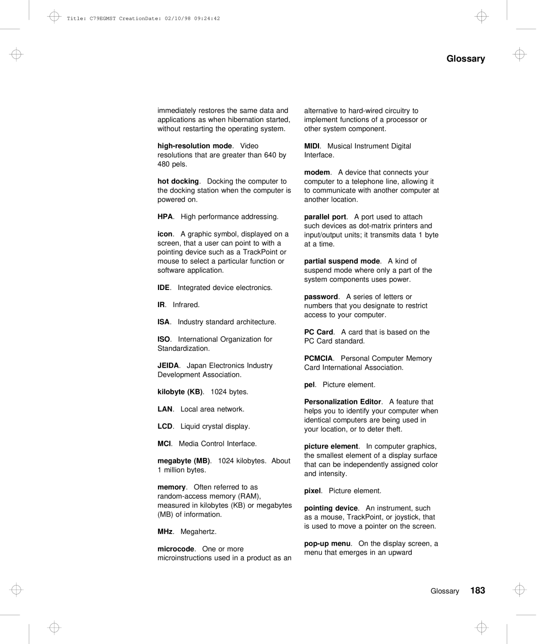 IBM C79EGMST manual Isa 