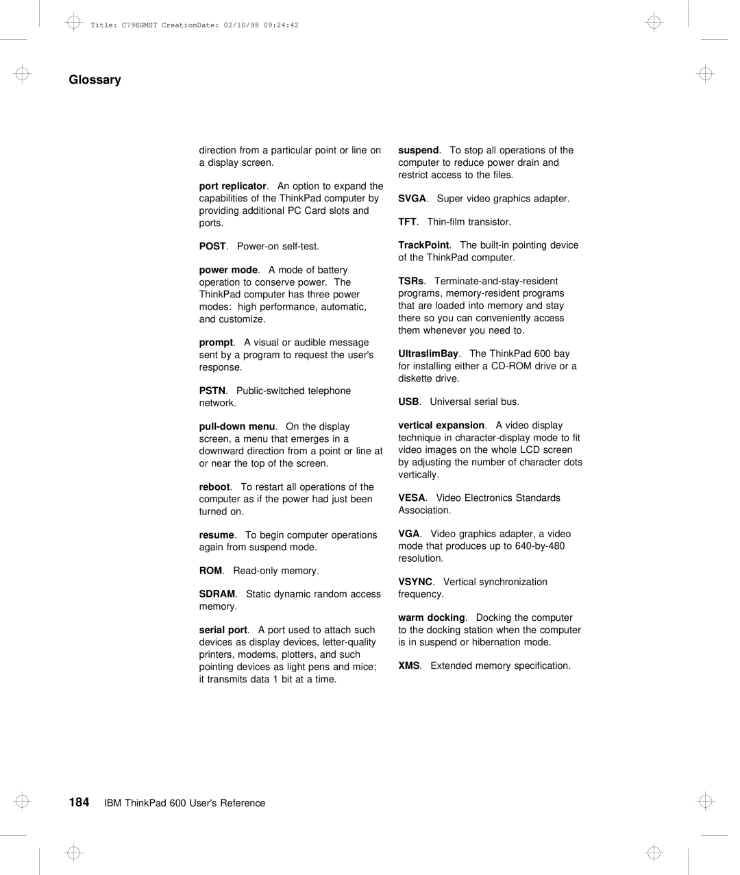 IBM C79EGMST manual Usb 