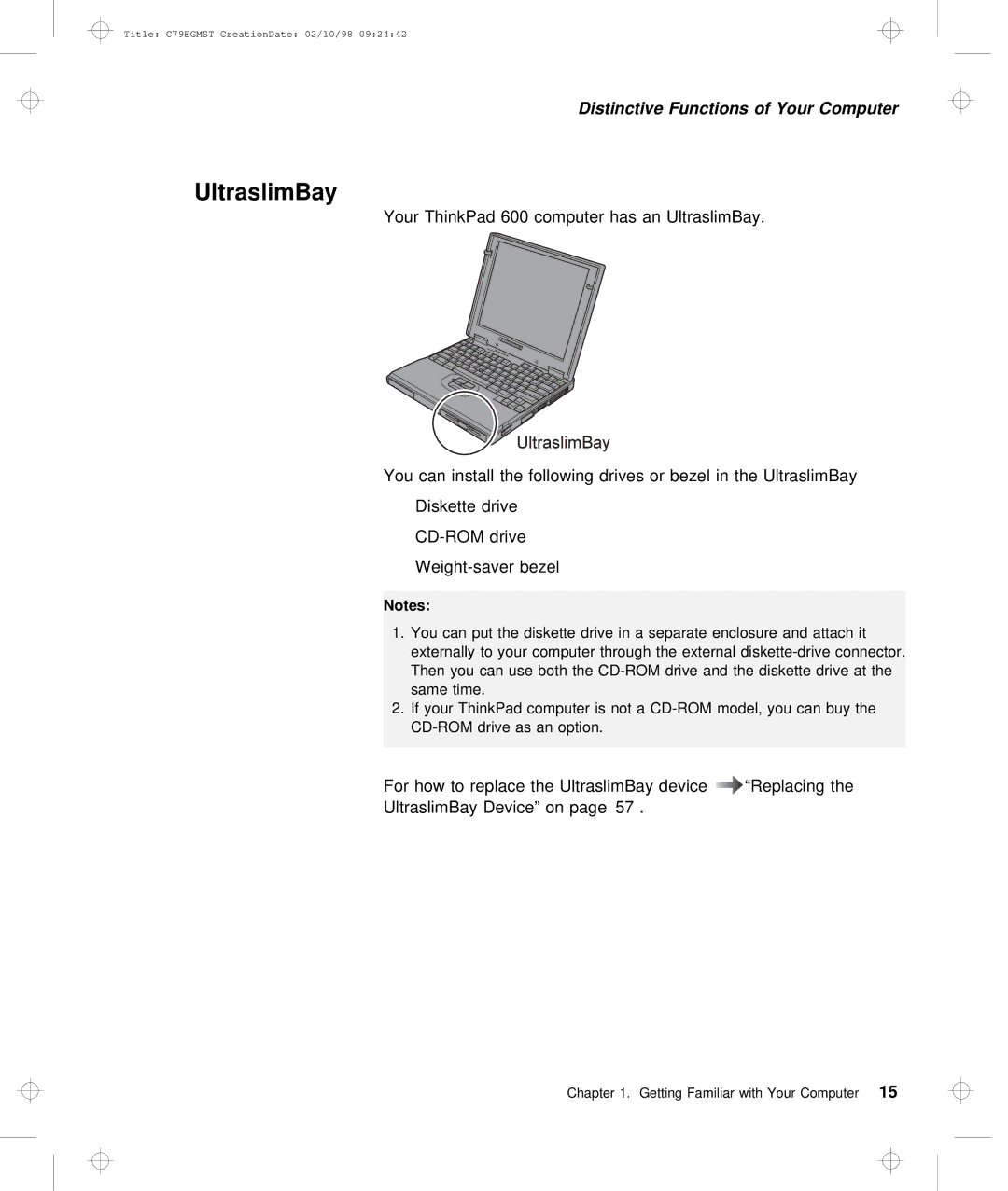 IBM C79EGMST manual UltraslimBay 