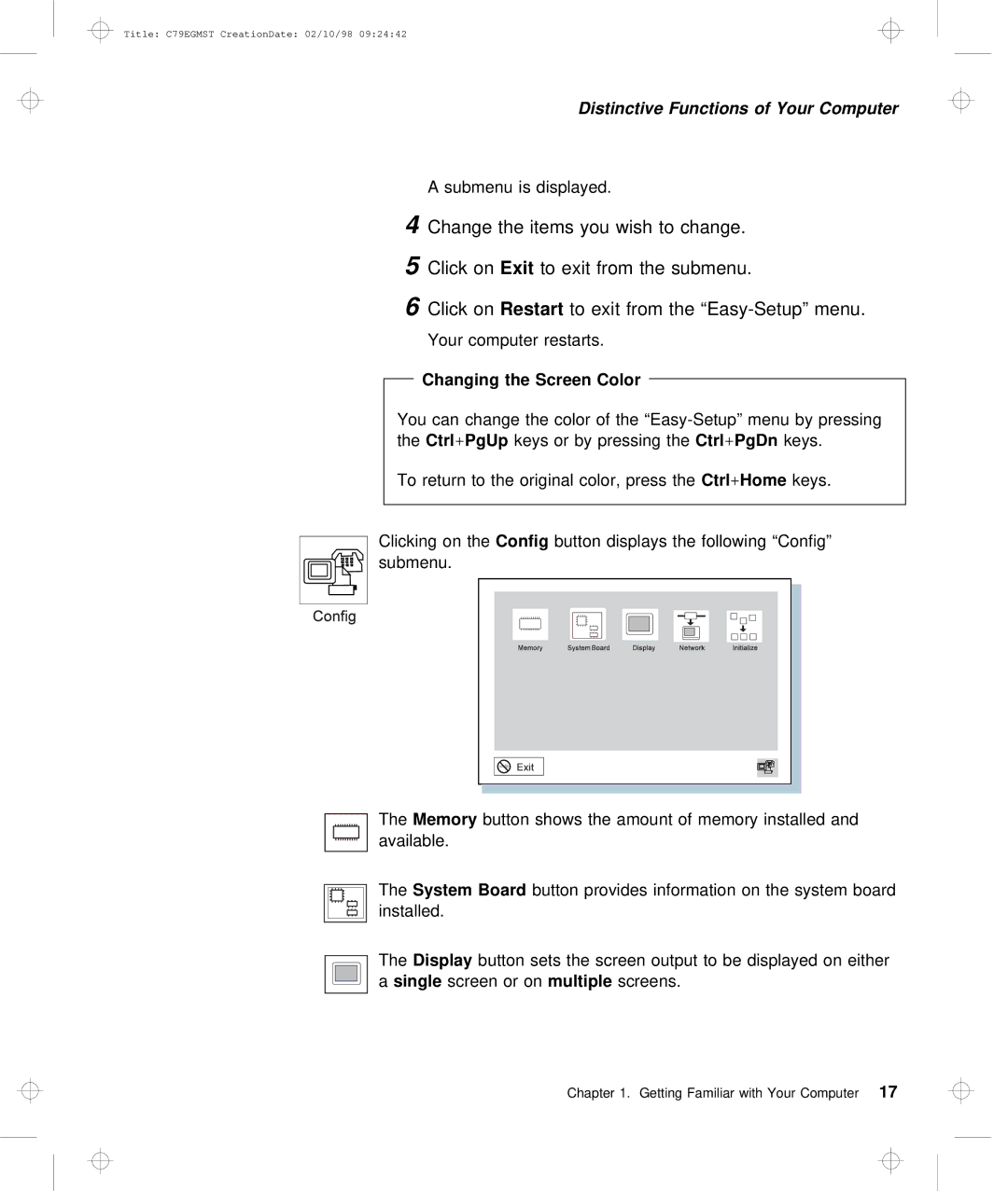 IBM C79EGMST manual Changing the Screen Color, Single, Display 