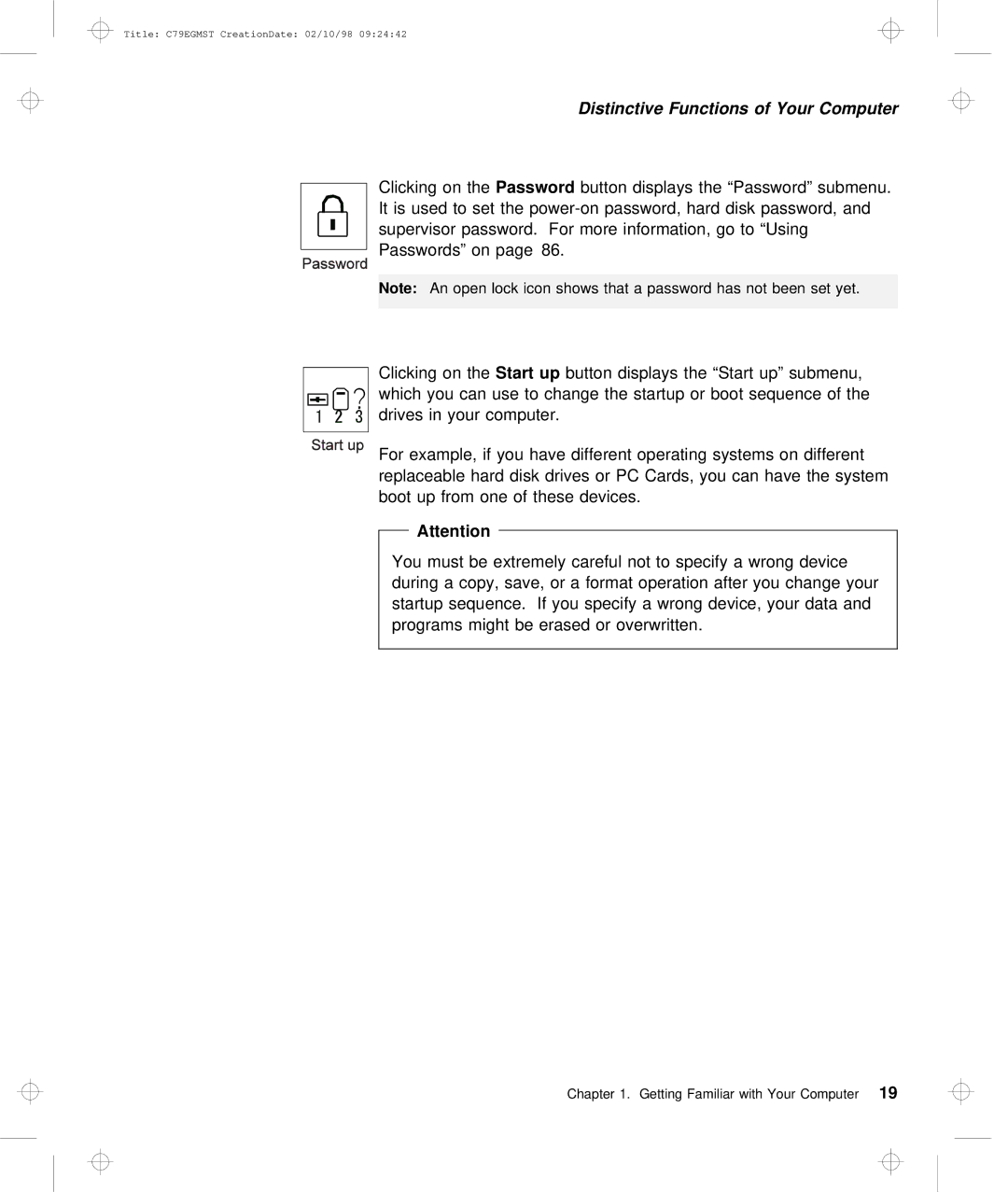 IBM C79EGMST manual Getting Familiar with Your 19Computer 