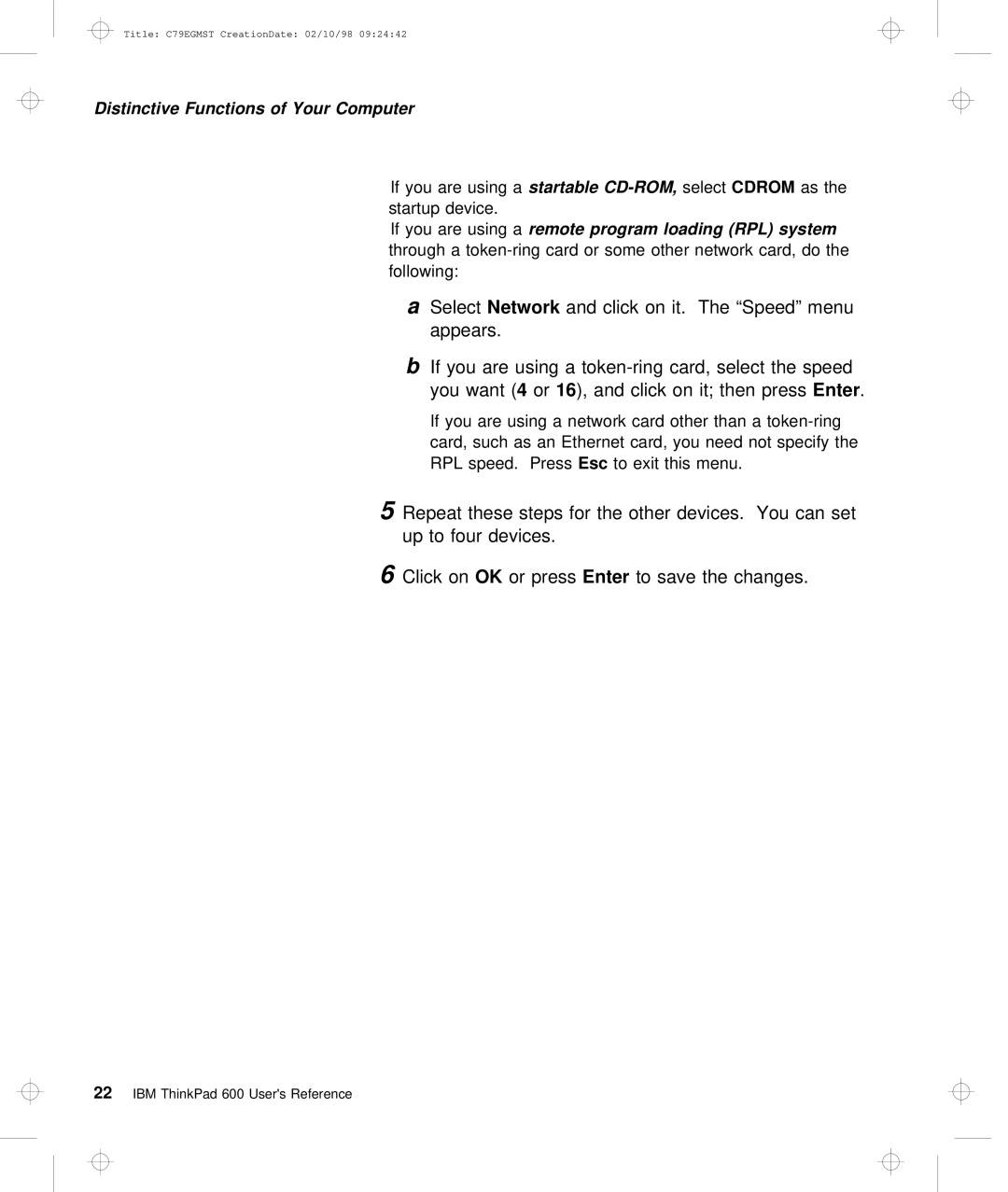 IBM C79EGMST manual Press, Save Changes, SelectNetwork 