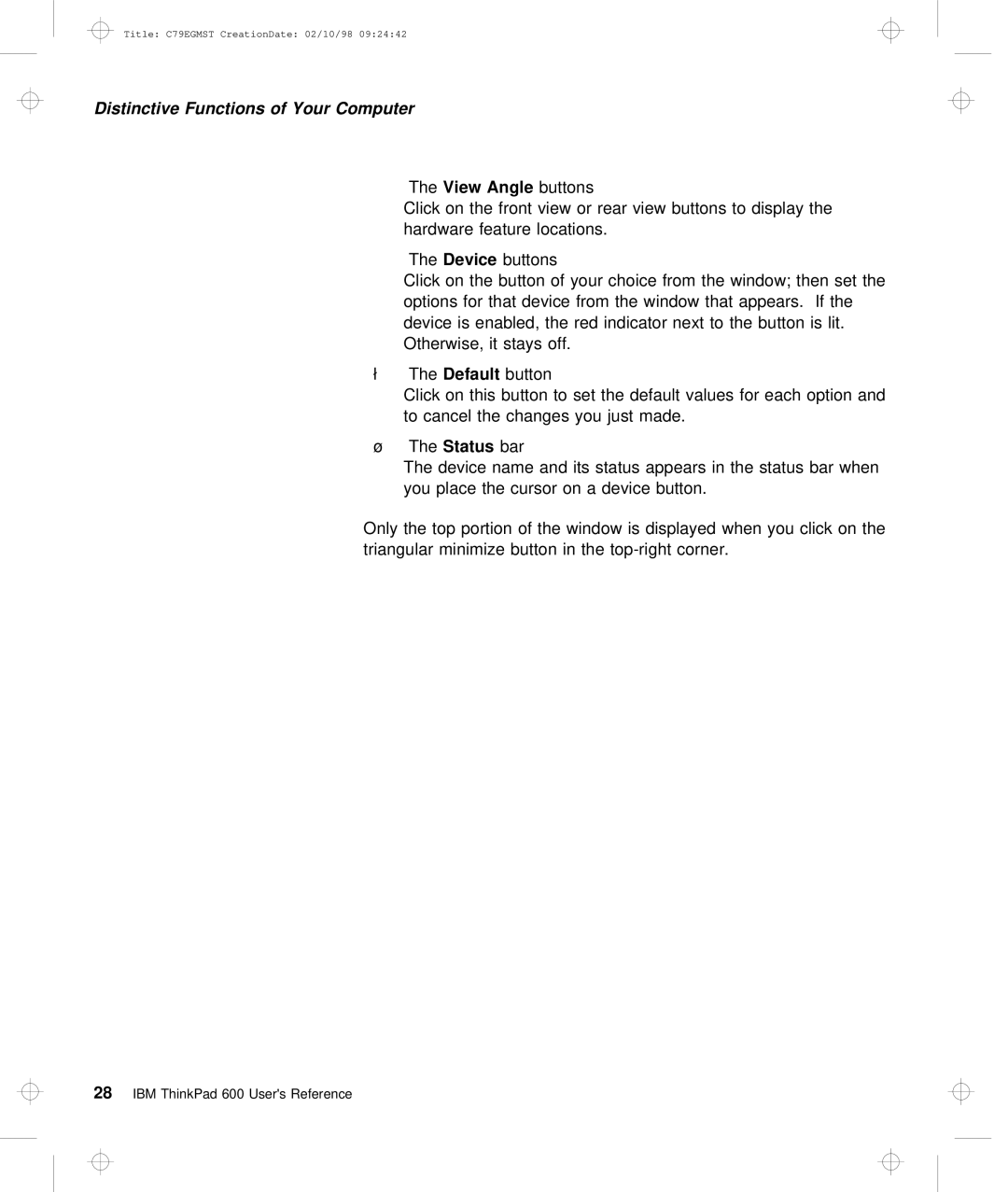 IBM C79EGMST manual Status 