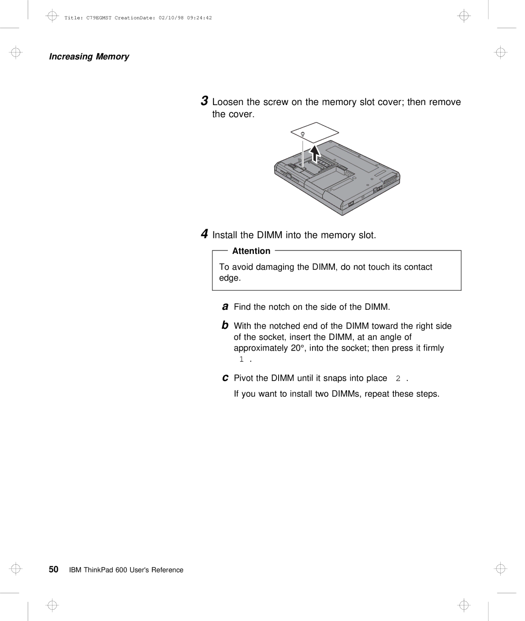 IBM C79EGMST manual Dimm 