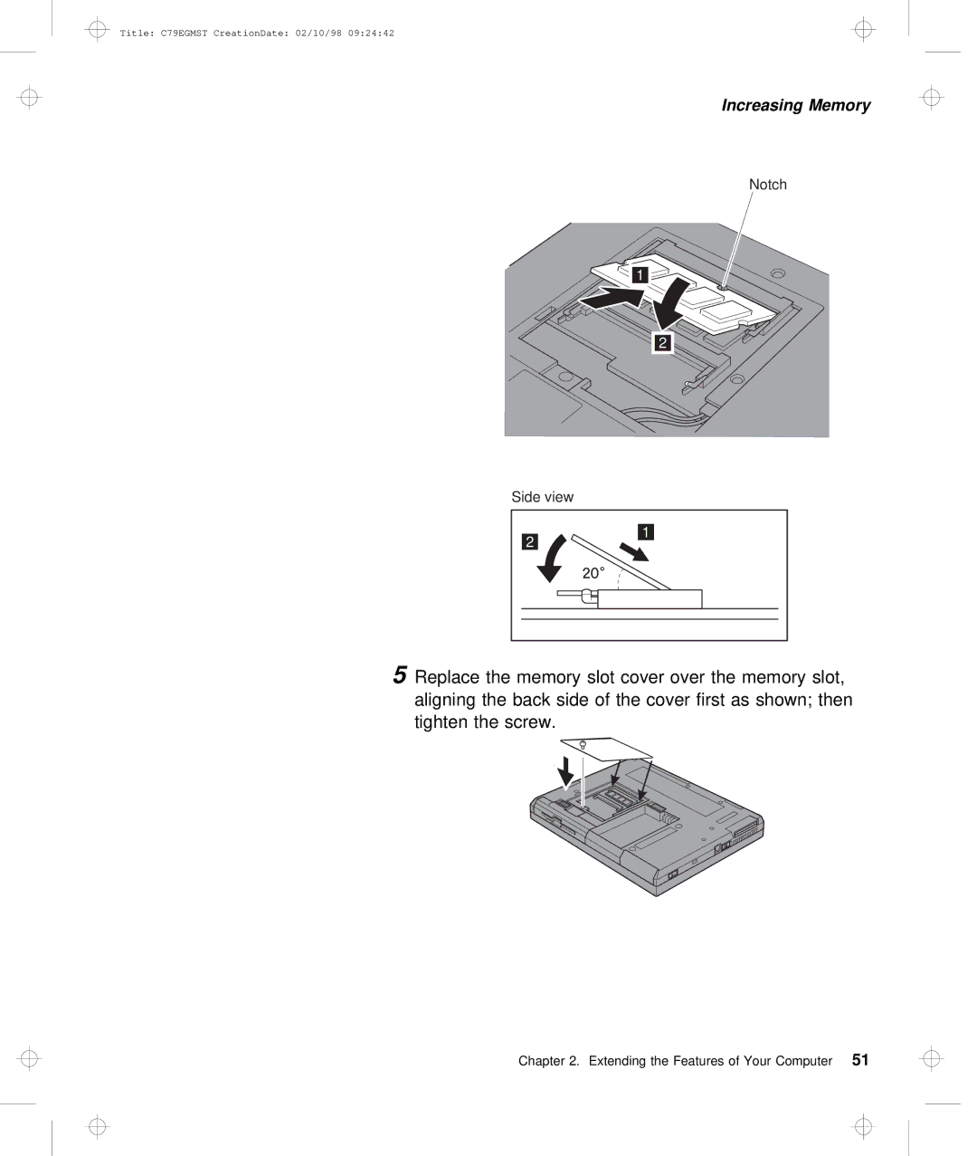 IBM C79EGMST manual Notch Side view 