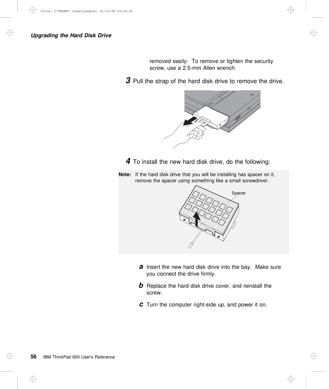 IBM C79EGMST manual Upgrading the Hard Disk Drive 