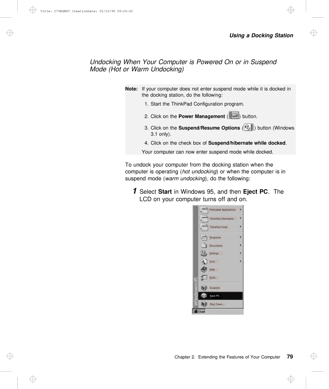 IBM C79EGMST manual Options 