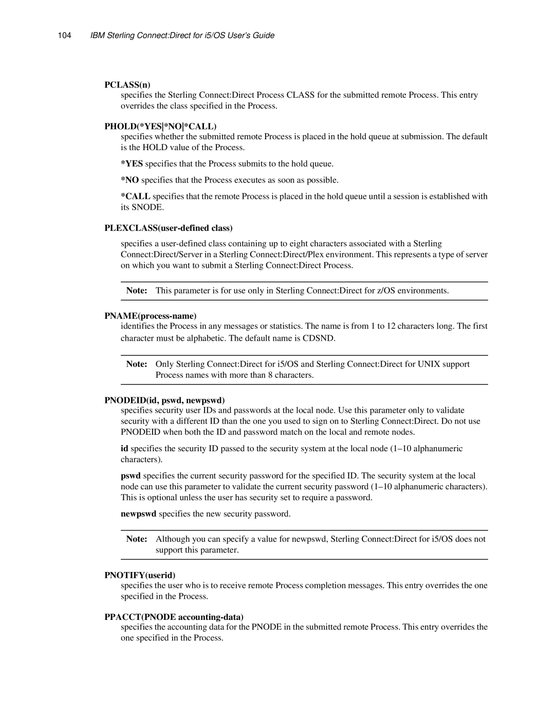 IBM CDI5UG1107 manual PCLASSn, Phold*Yes*No*Call, PNOTIFYuserid, Ppacctpnode accounting-data 