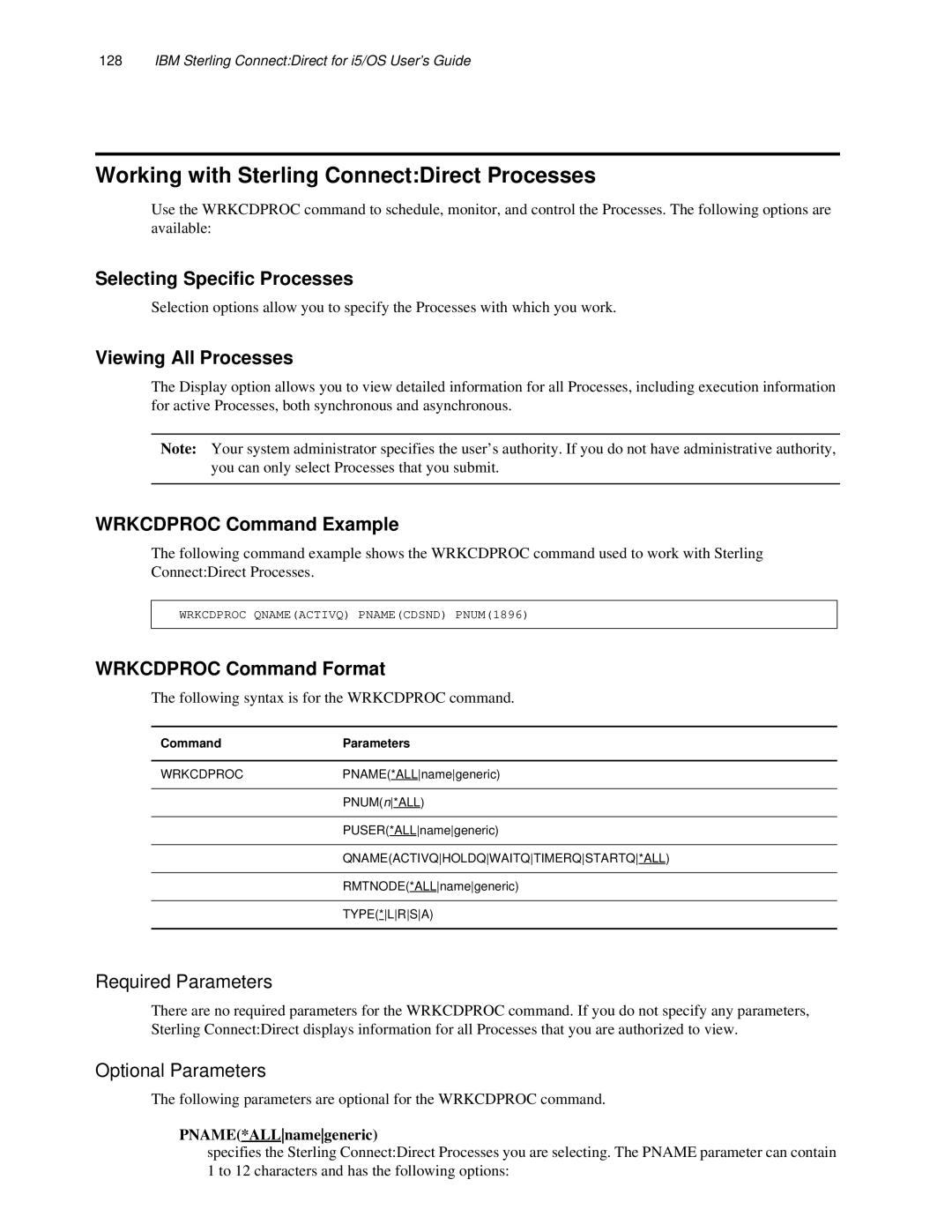 IBM CDI5UG1107 manual Working with Sterling ConnectDirect Processes, Selecting Specific Processes, Viewing All Processes 