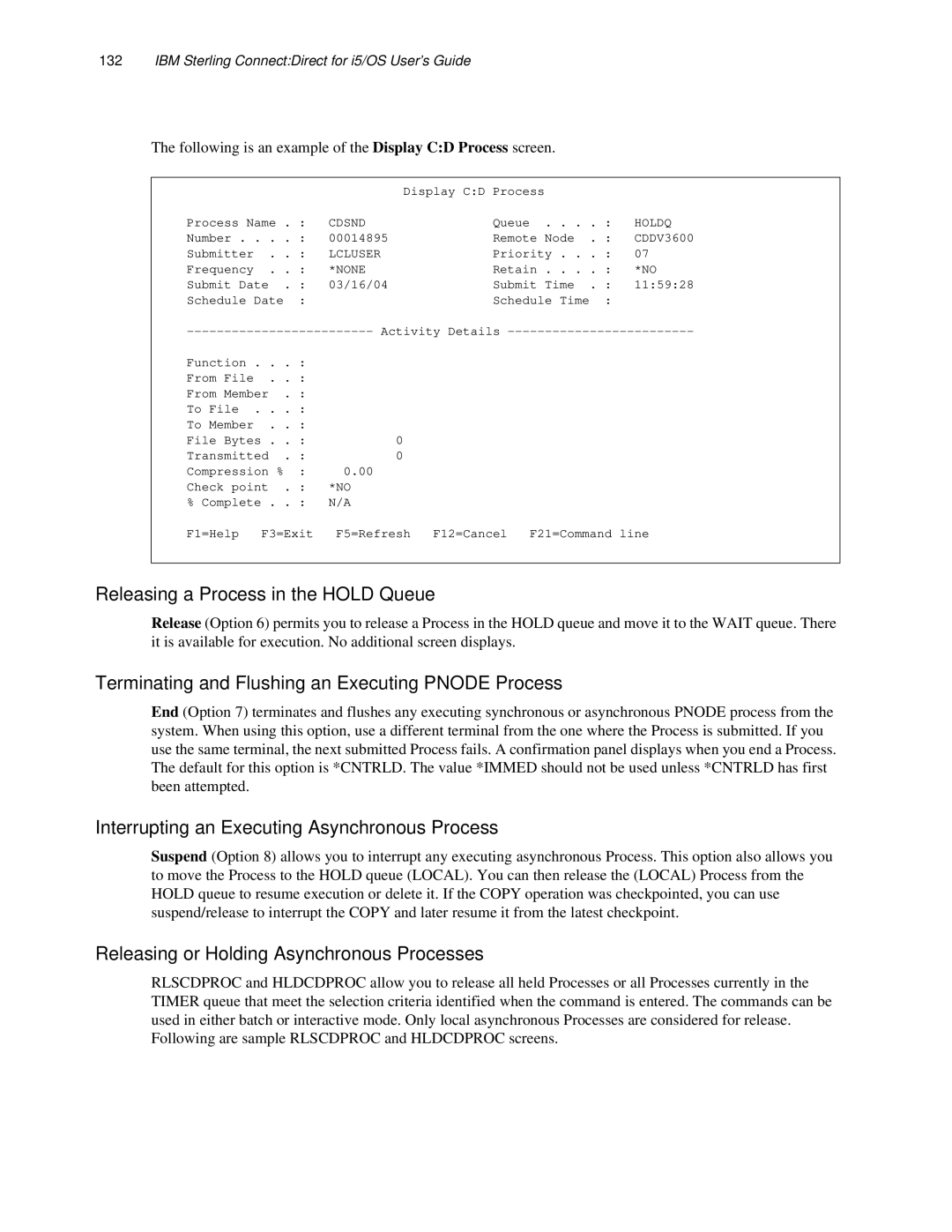 IBM CDI5UG1107 manual Releasing a Process in the Hold Queue 