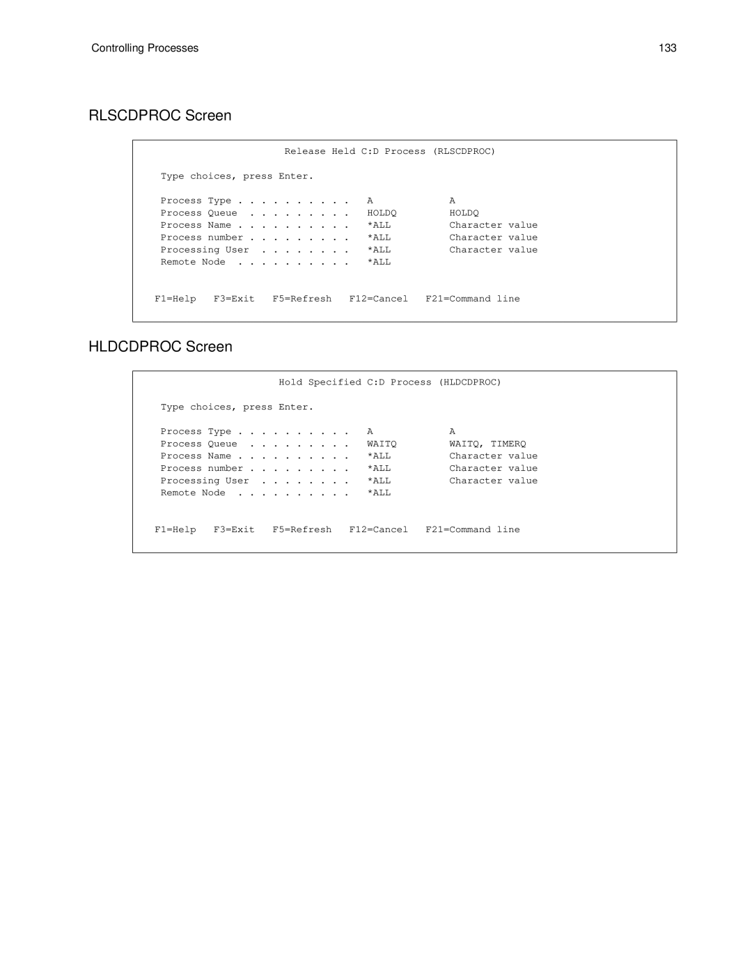 IBM CDI5UG1107 manual Rlscdproc Screen 