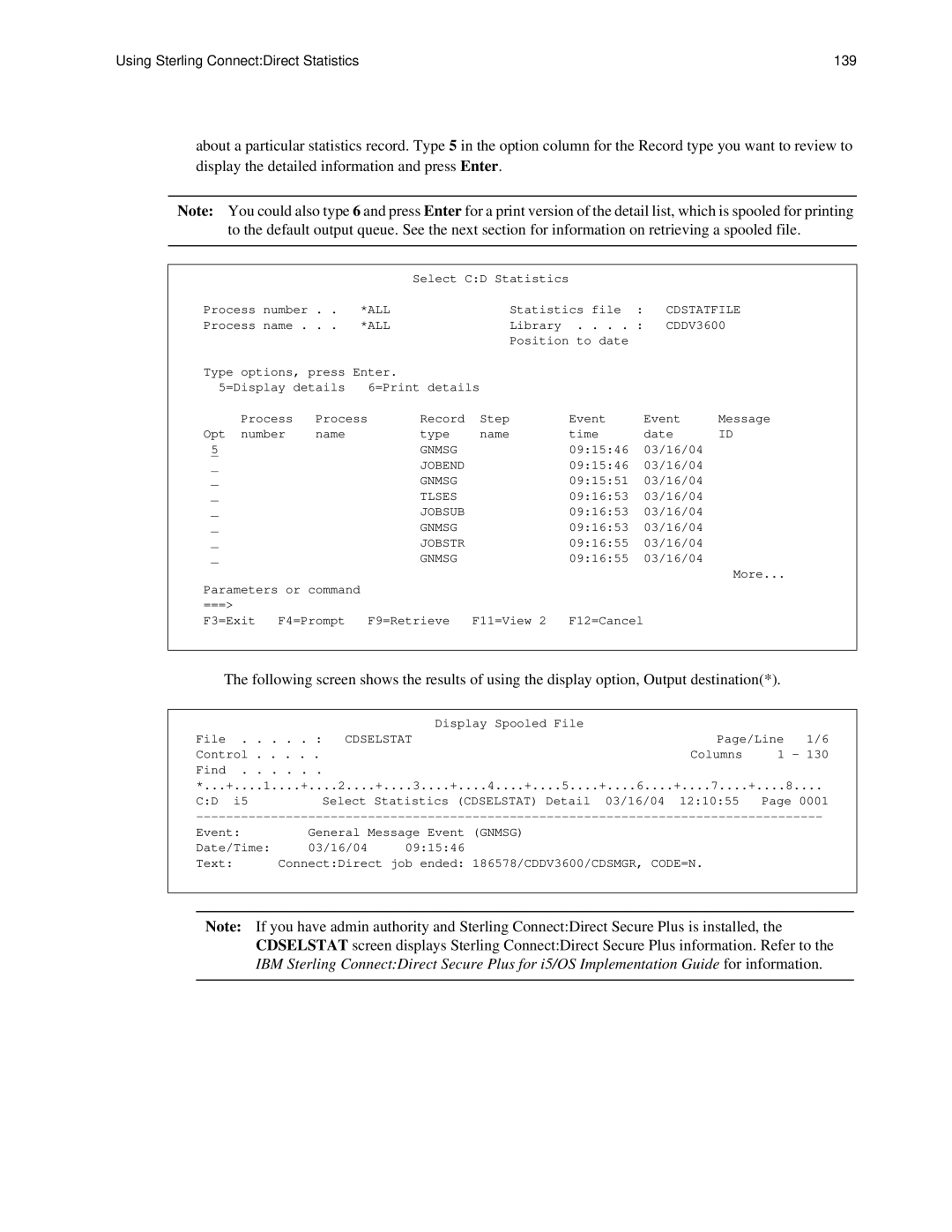 IBM CDI5UG1107 manual Using Sterling ConnectDirect Statistics 139 