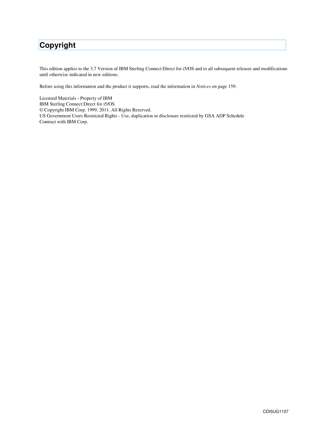 IBM CDI5UG1107 manual Copyright 