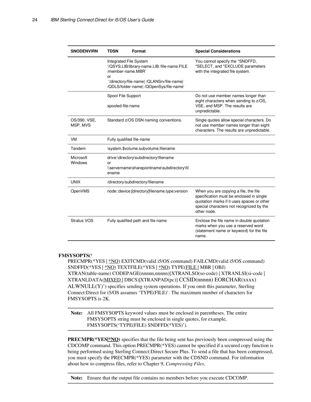 IBM CDI5UG1107 manual Fmsysopts‘, Format Special Considerations 