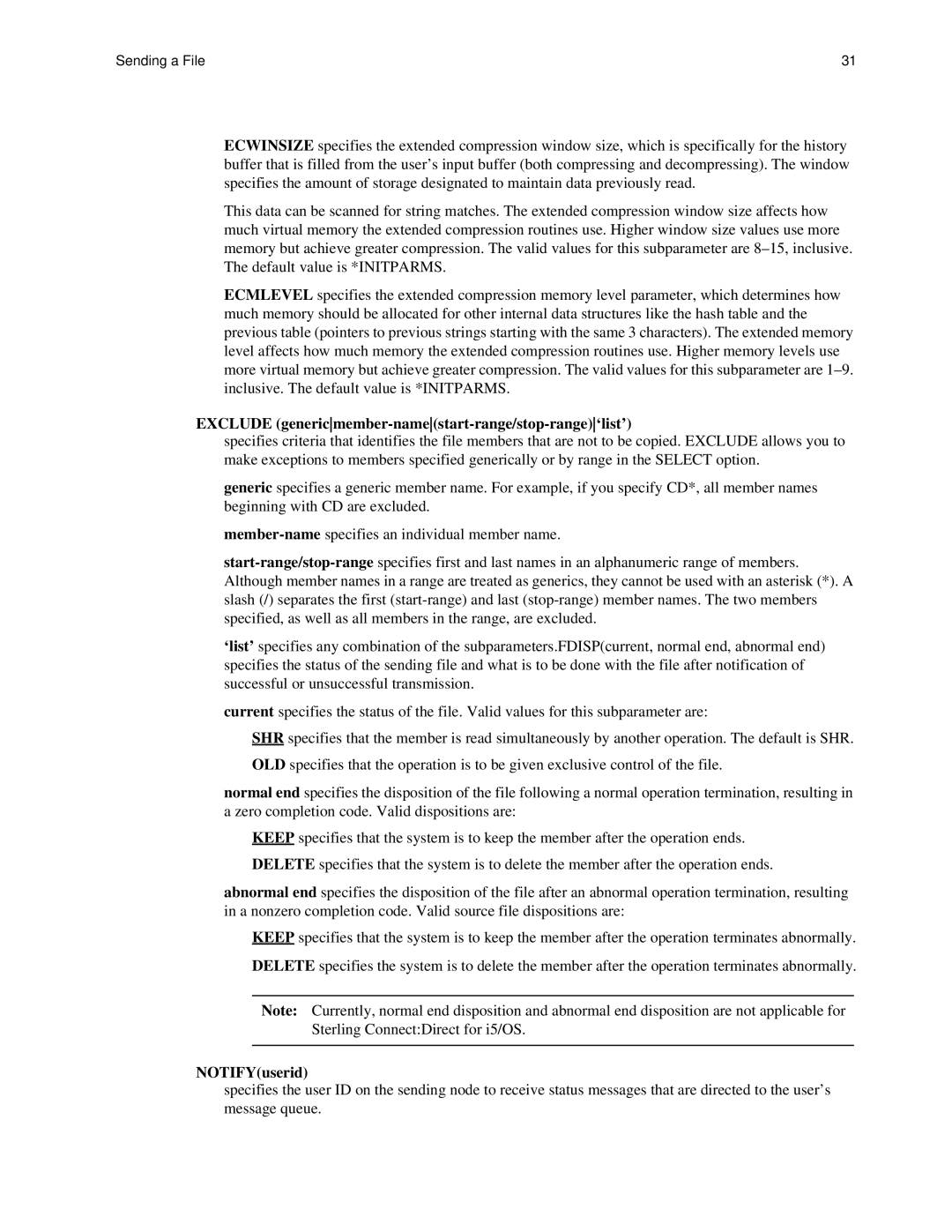 IBM CDI5UG1107 manual Exclude genericmember-namestart-range/stop-range‘list’, NOTIFYuserid 