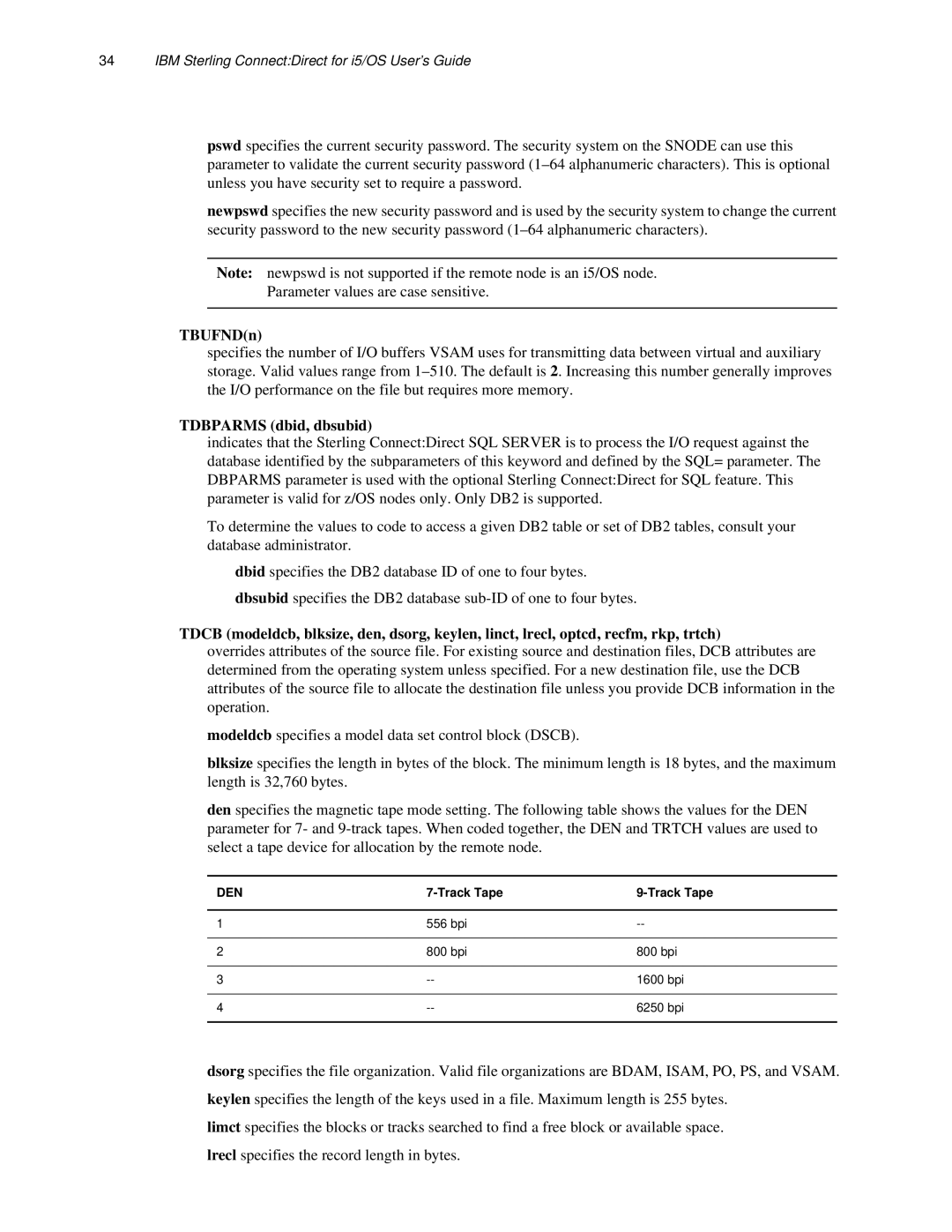 IBM CDI5UG1107 manual TBUFNDn, Tdbparms dbid, dbsubid 